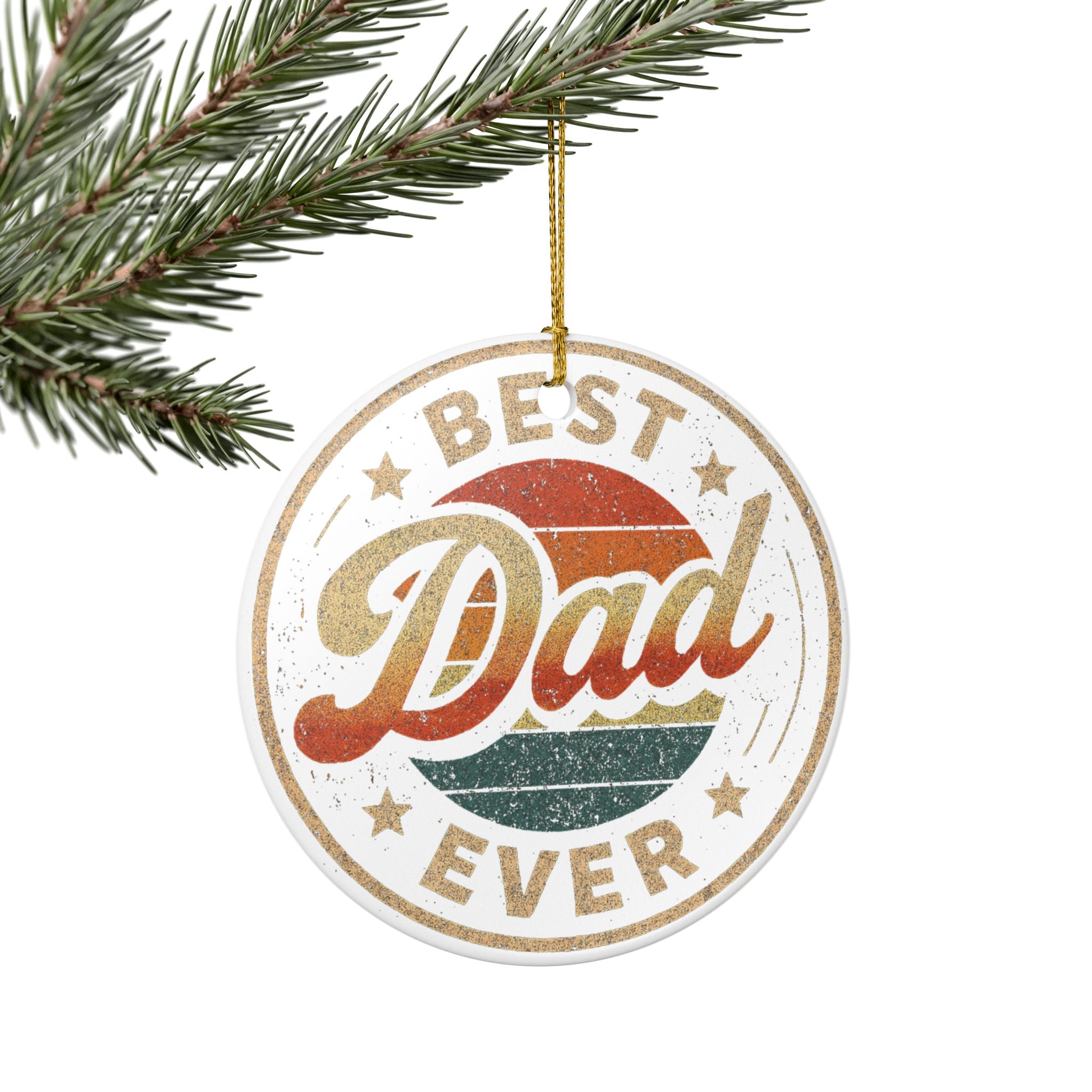 Best Dad Ever Ceramic Holiday Decoration Ornament, Hanging Christmas Tree Ornament