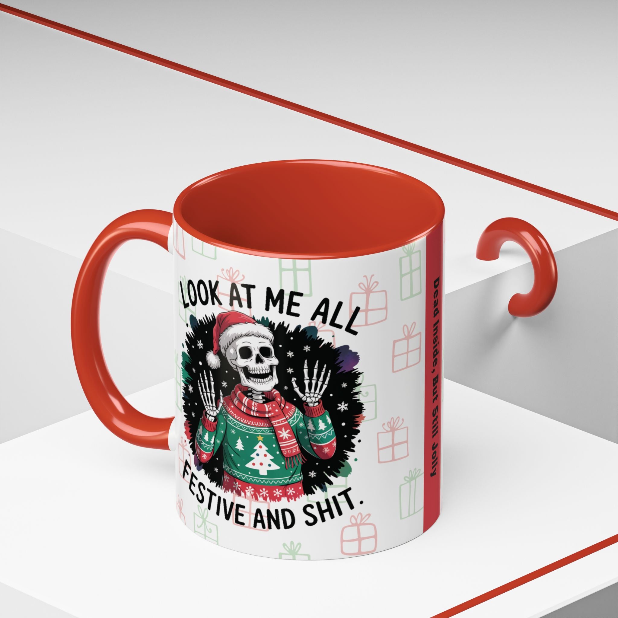 Halloween Lovers Christmas Mug, Funny Skeleton Christmas Mug