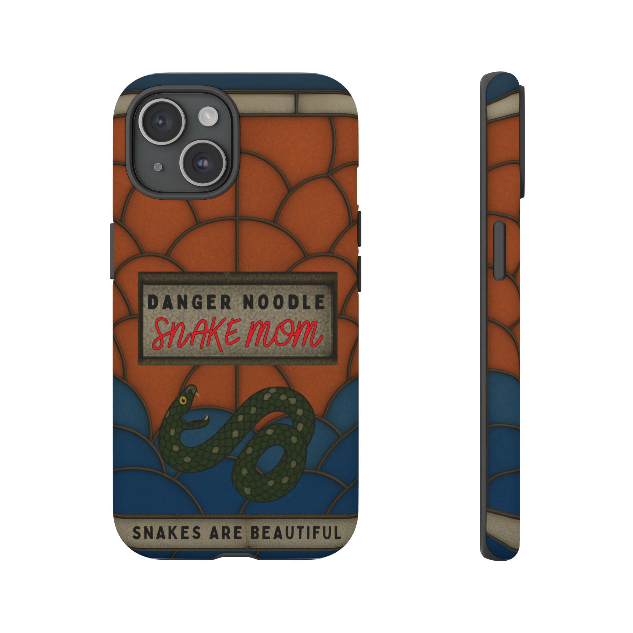 Danger Noodle Snake Mom Phone Case | Snakes Are Beautiful |Stained Glass Snake Art | Funny Snake Lover Gift |  Reptile Mom Phone Cover