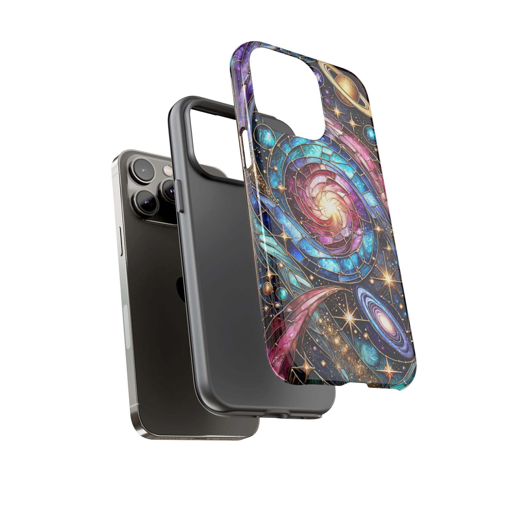 Stained Glass Celestial iPhone Case – Galaxy 3D Full-Wrap Protective Phone Cover