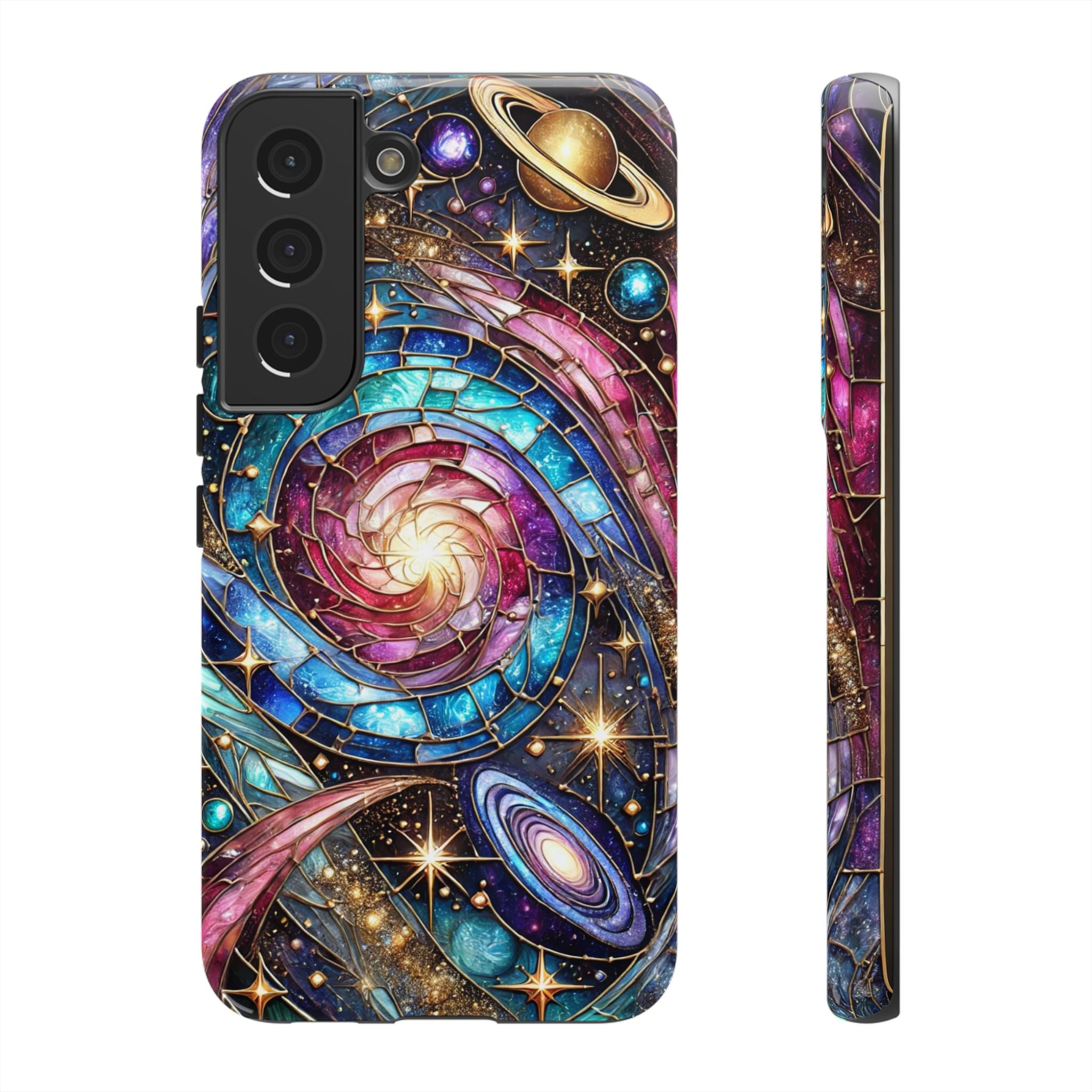 Stained Glass Celestial Android Phone Case – 3D Galaxy Full-Wrap Protective Cover with TPU Liner