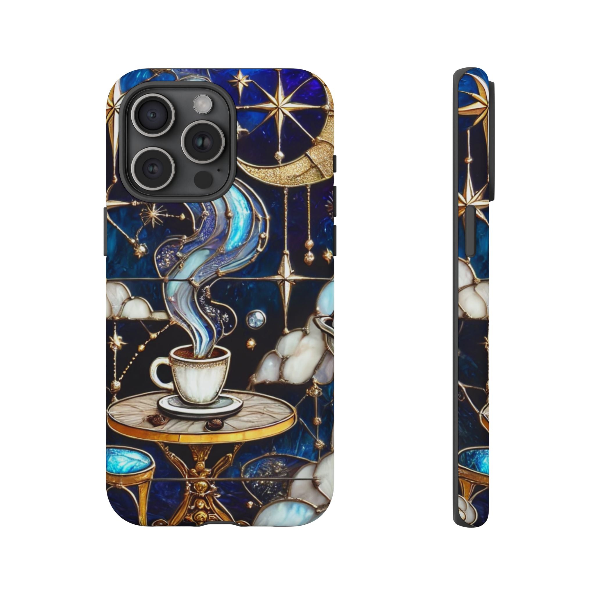 Celestial Stained Glass Coffee iPhone Case – Shockproof 3D Wrap