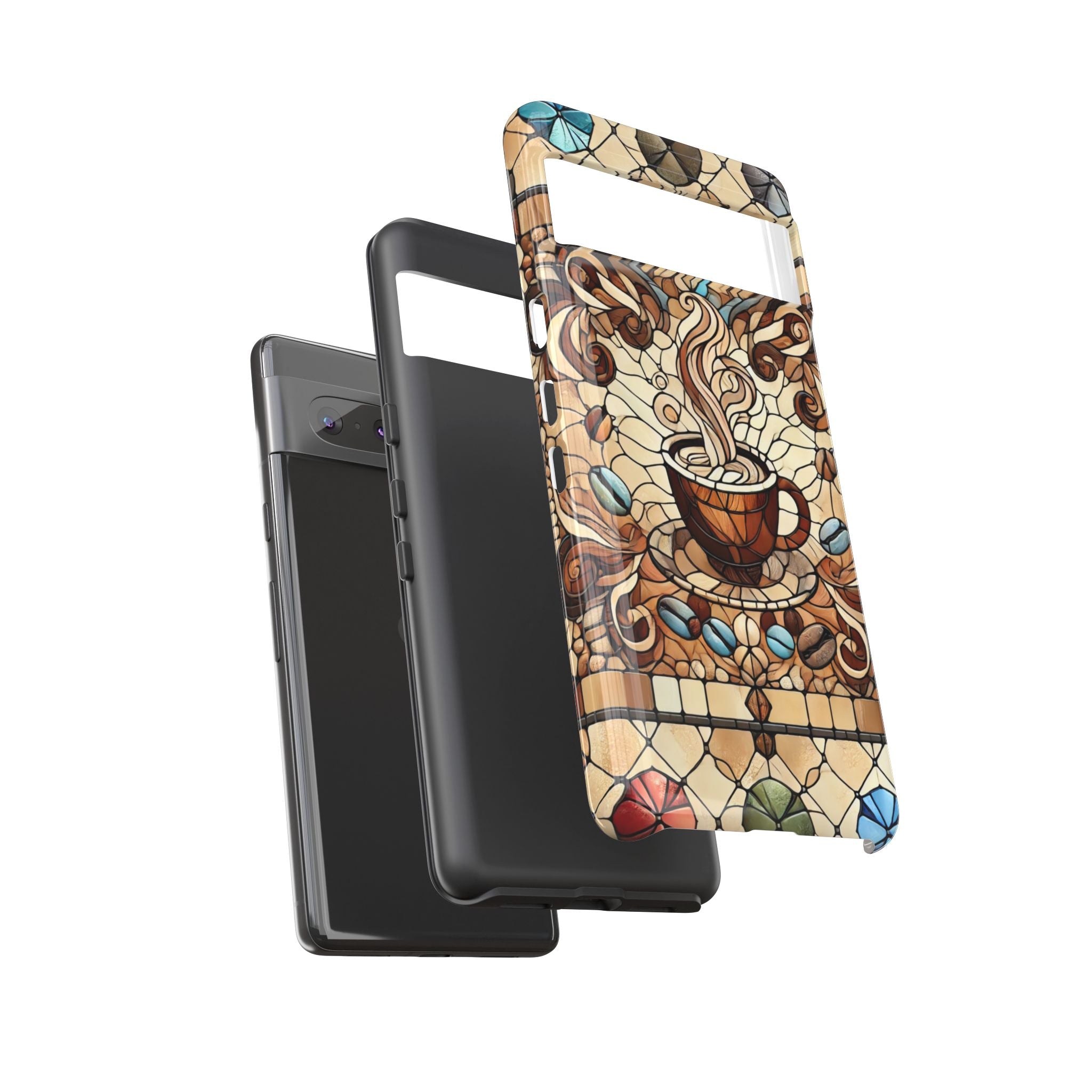 Stained Glass Coffee Android Phone Case – Shockproof TPU, 3D Wrap