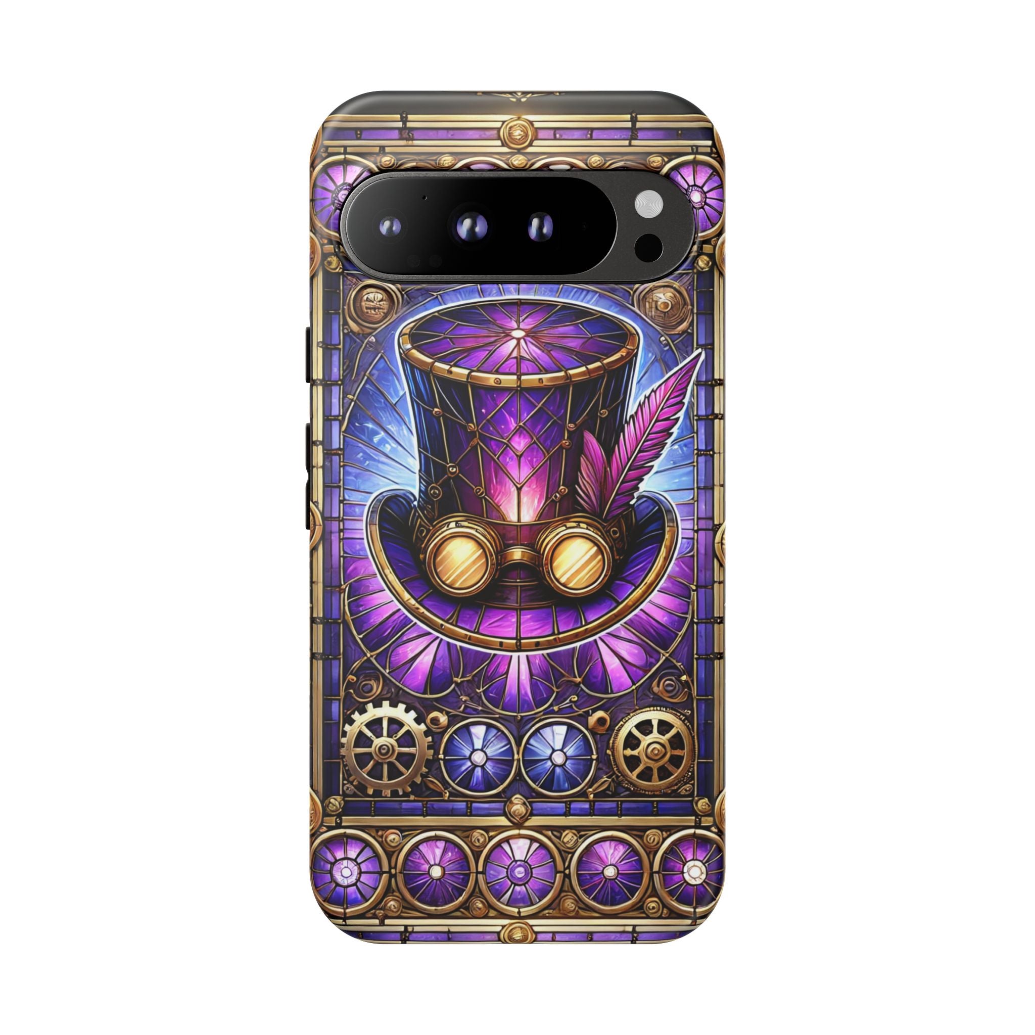 Stained Glass Steampunk Android Phone Case – 3D Full-Wrap Protective Cover with TPU Liner