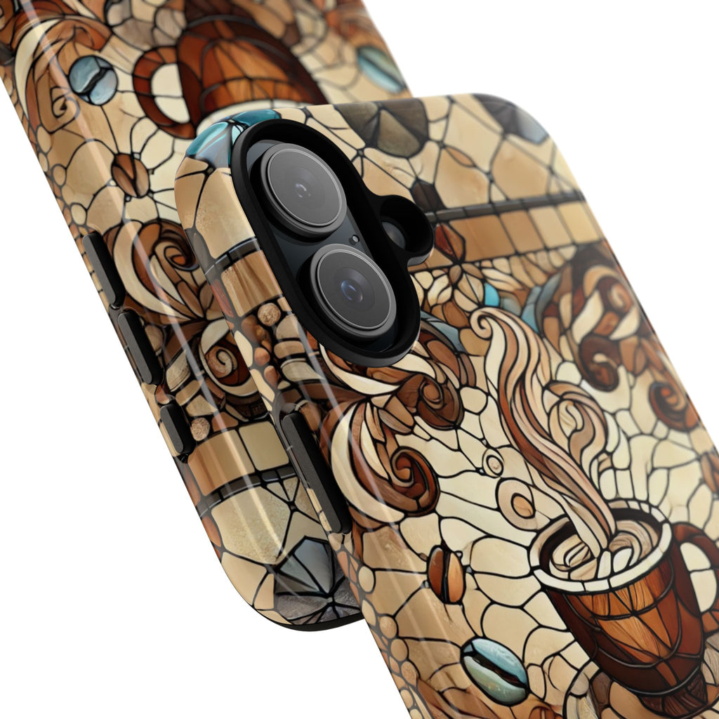Stained Glass Coffee iPhone Case – Shockproof TPU, 3D Wrap Design