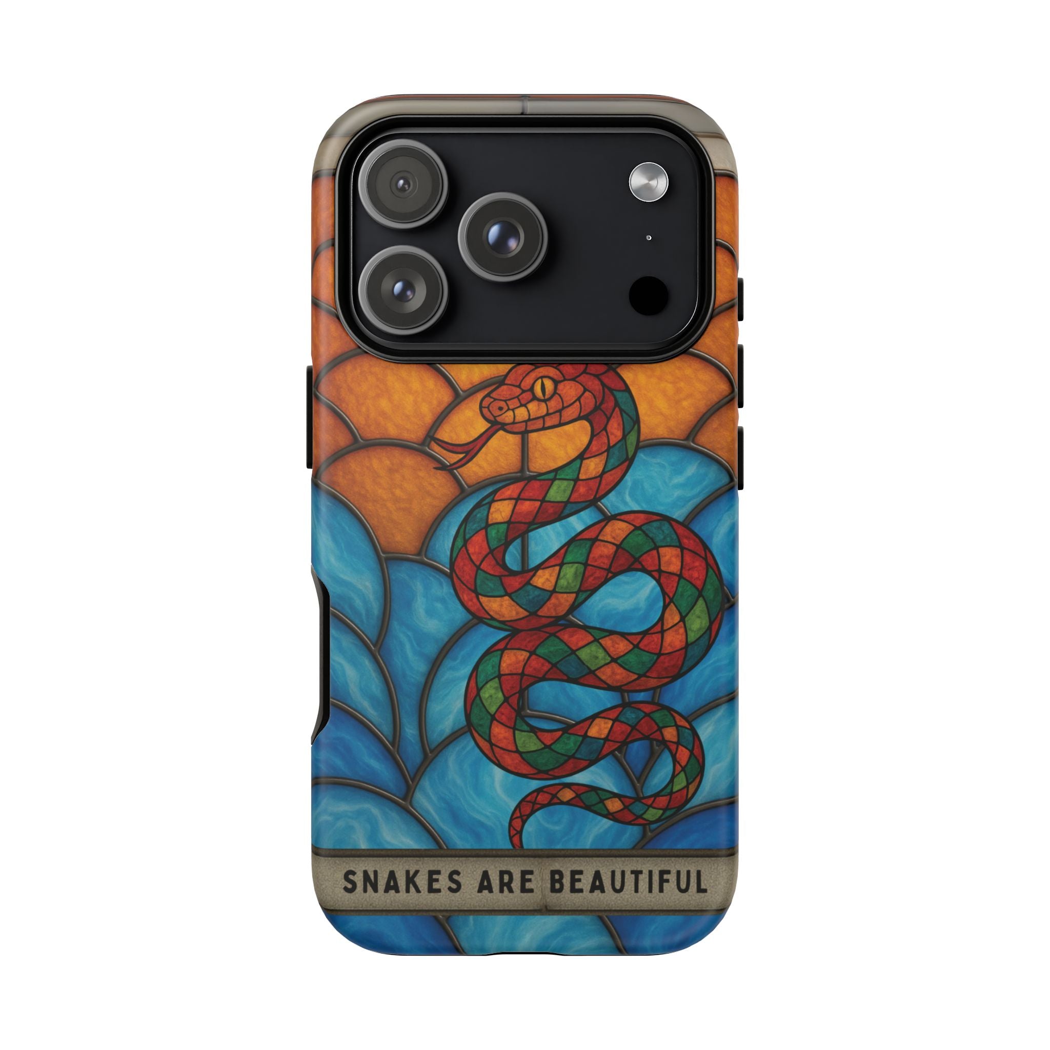 Snakes Are Beautiful Stained Glass Phone Case, Colorful Reptile Design Phone Cover, Nature Lovers Reptile Phone Case, Danger Noodle Case
