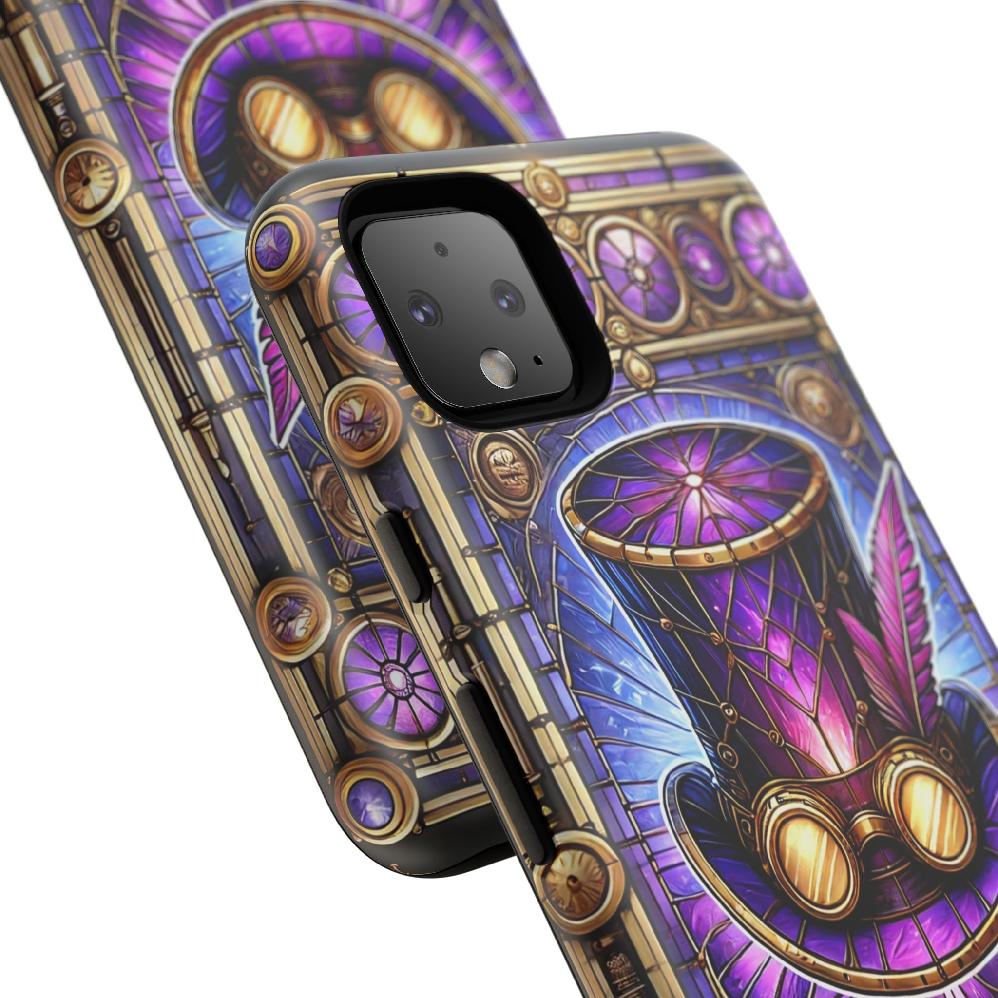Stained Glass Steampunk Android Phone Case – 3D Full-Wrap Protective Cover with TPU Liner