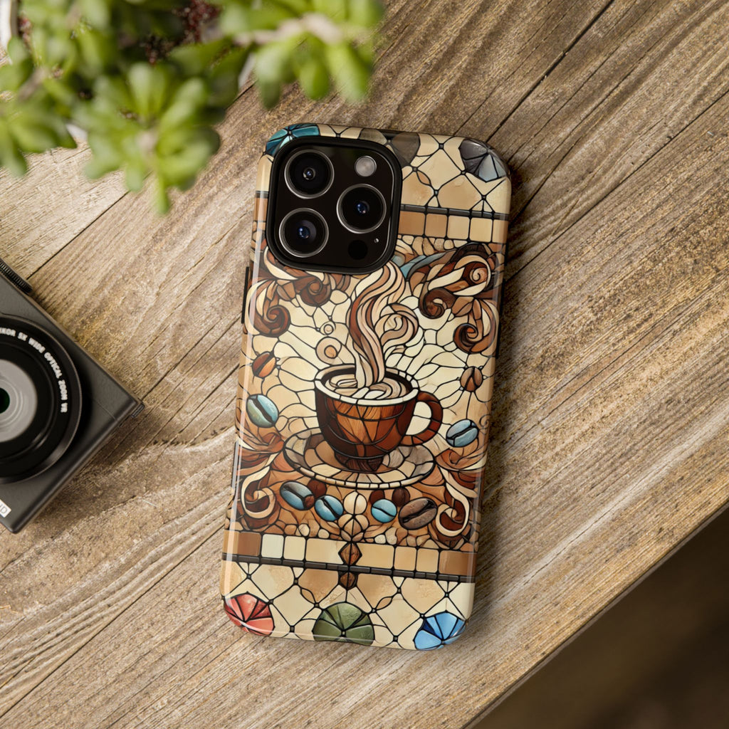 Stained Glass Coffee iPhone Case – Shockproof TPU, 3D Wrap Design