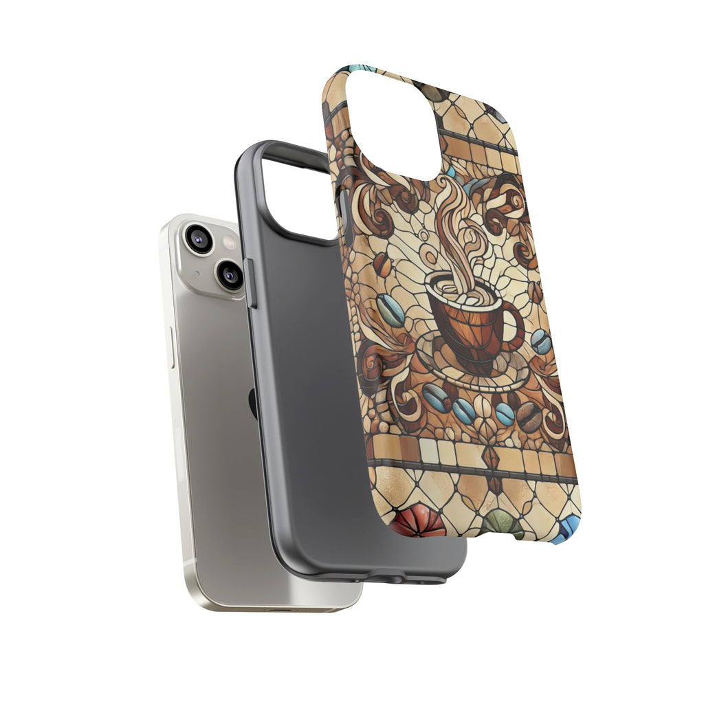 Stained Glass Coffee iPhone Case – Shockproof TPU, 3D Wrap Design