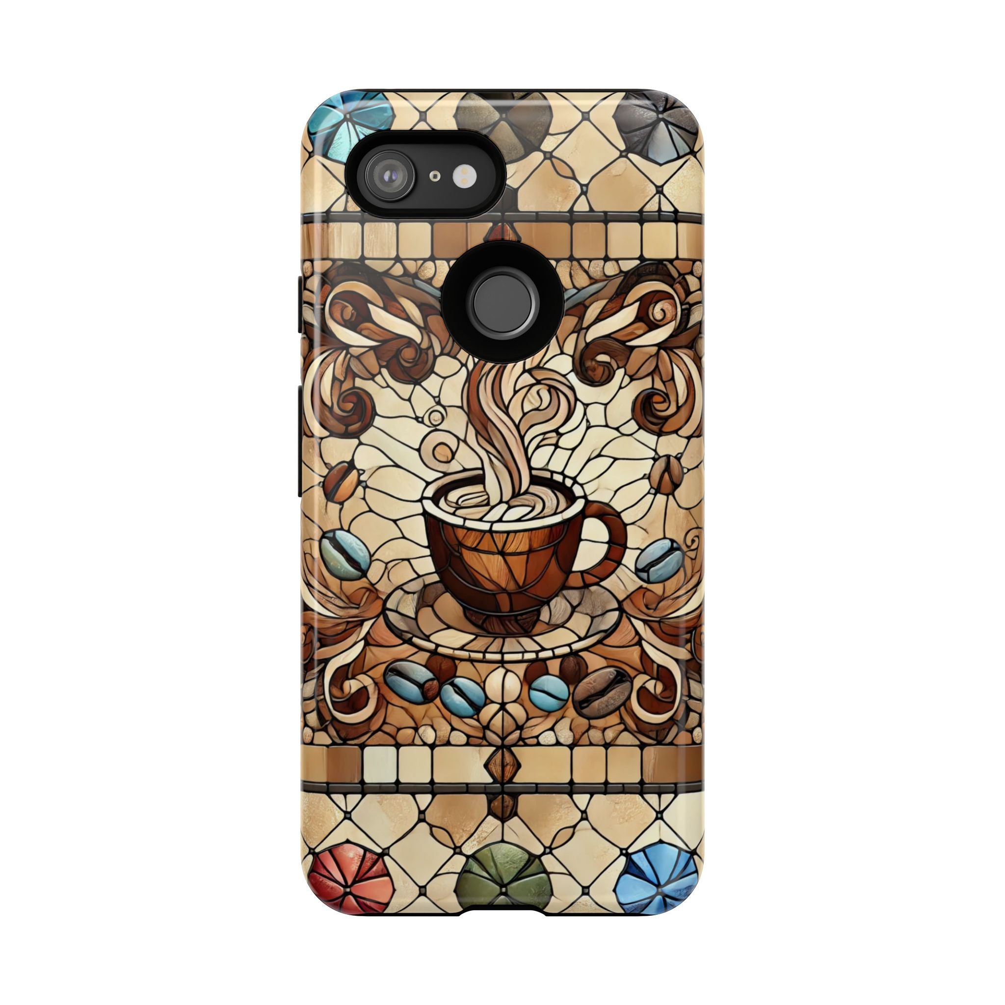 Stained Glass Coffee Android Phone Case – Shockproof TPU, 3D Wrap