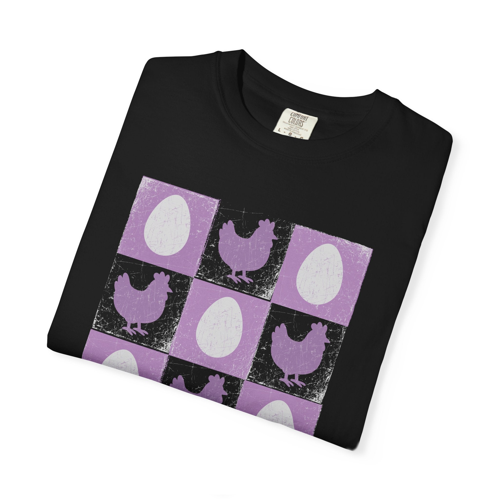 Charming Chicken Print T-Shirt, Rooster Checkerboard Tee