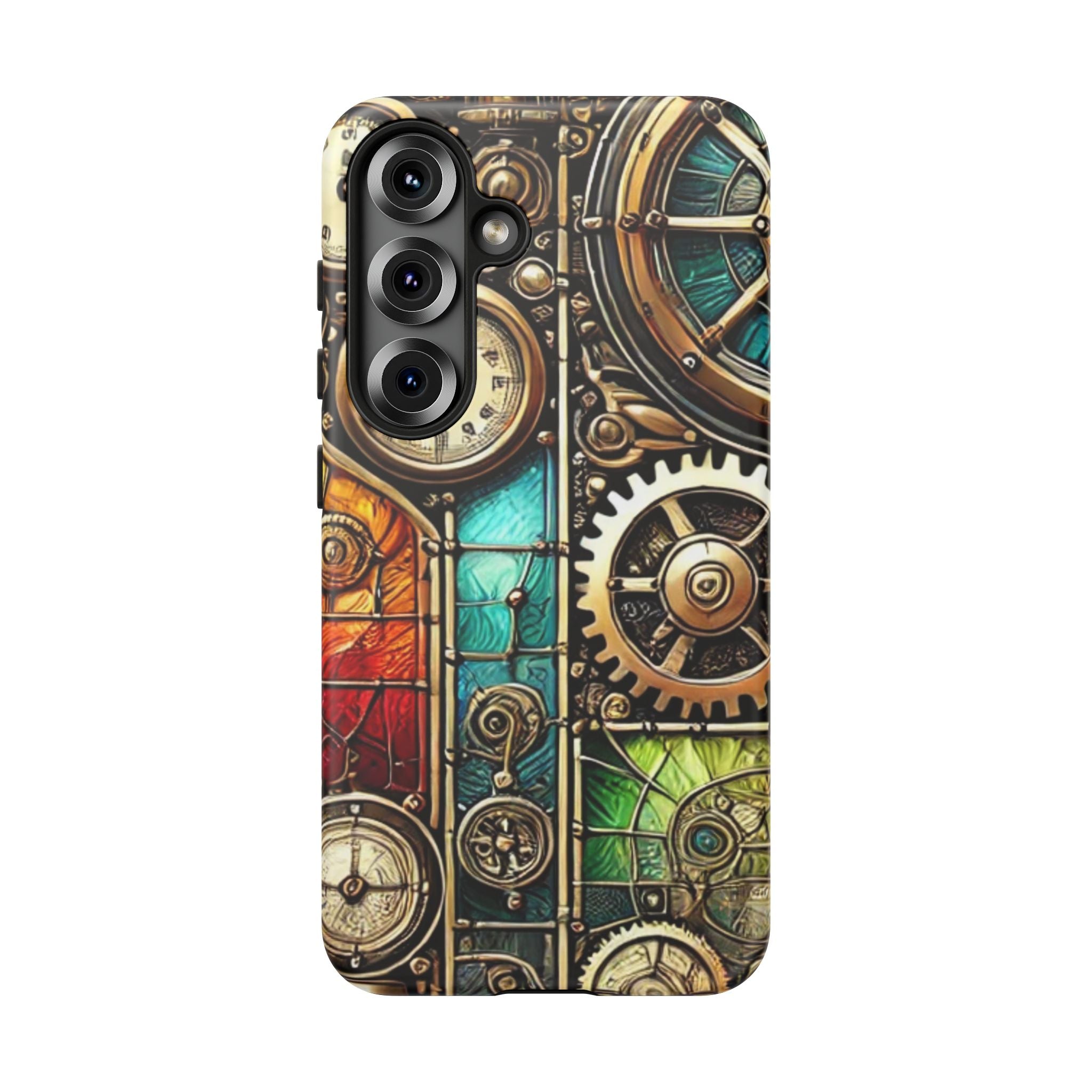 Steampunk Faux Stained Glass Android Phone Case – 3D Full-Wrap Protective Cover with TPU Liner