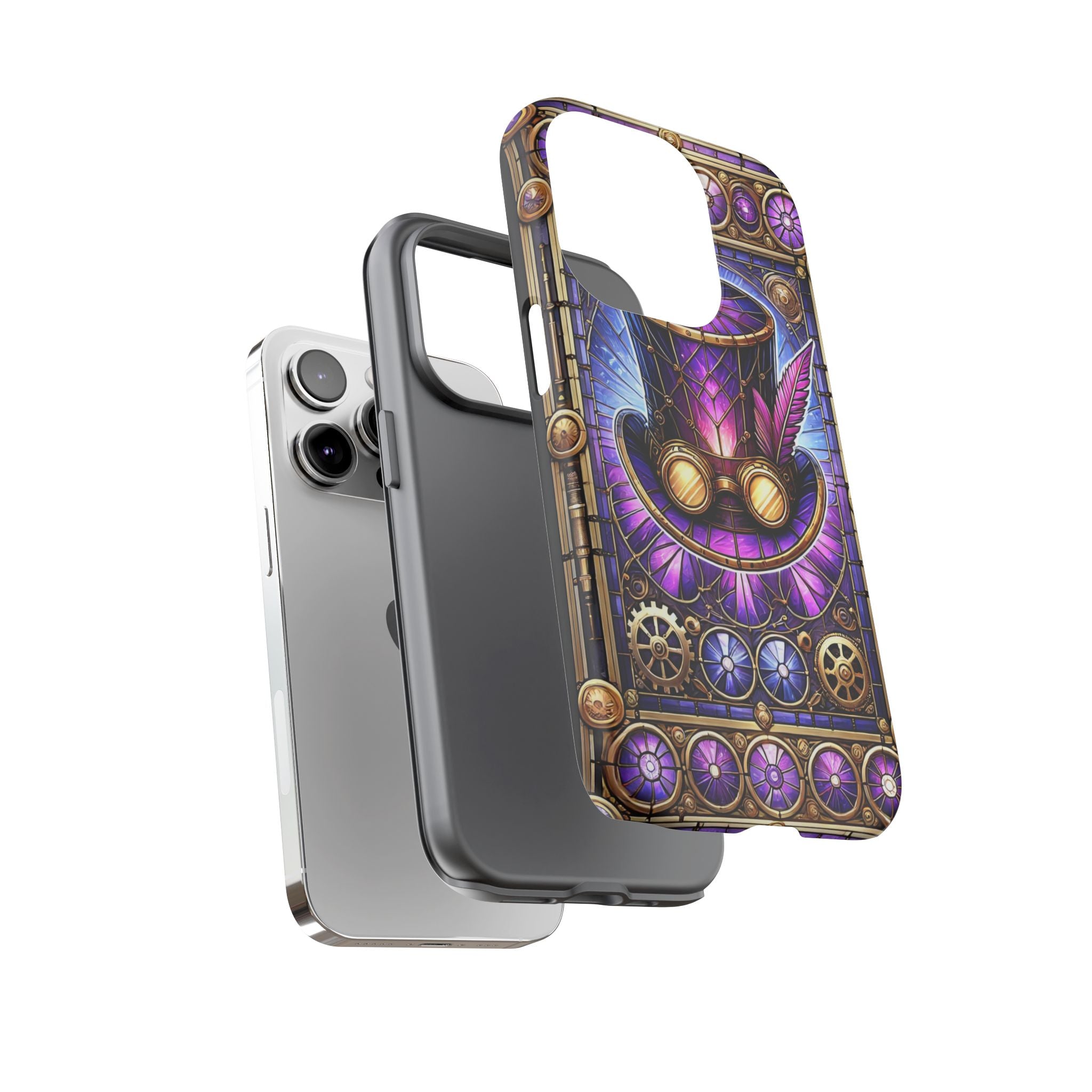 Stained Glass Steampunk iPhone Case – 3D Full-Wrap Protective Phone Cover With TPU Liner