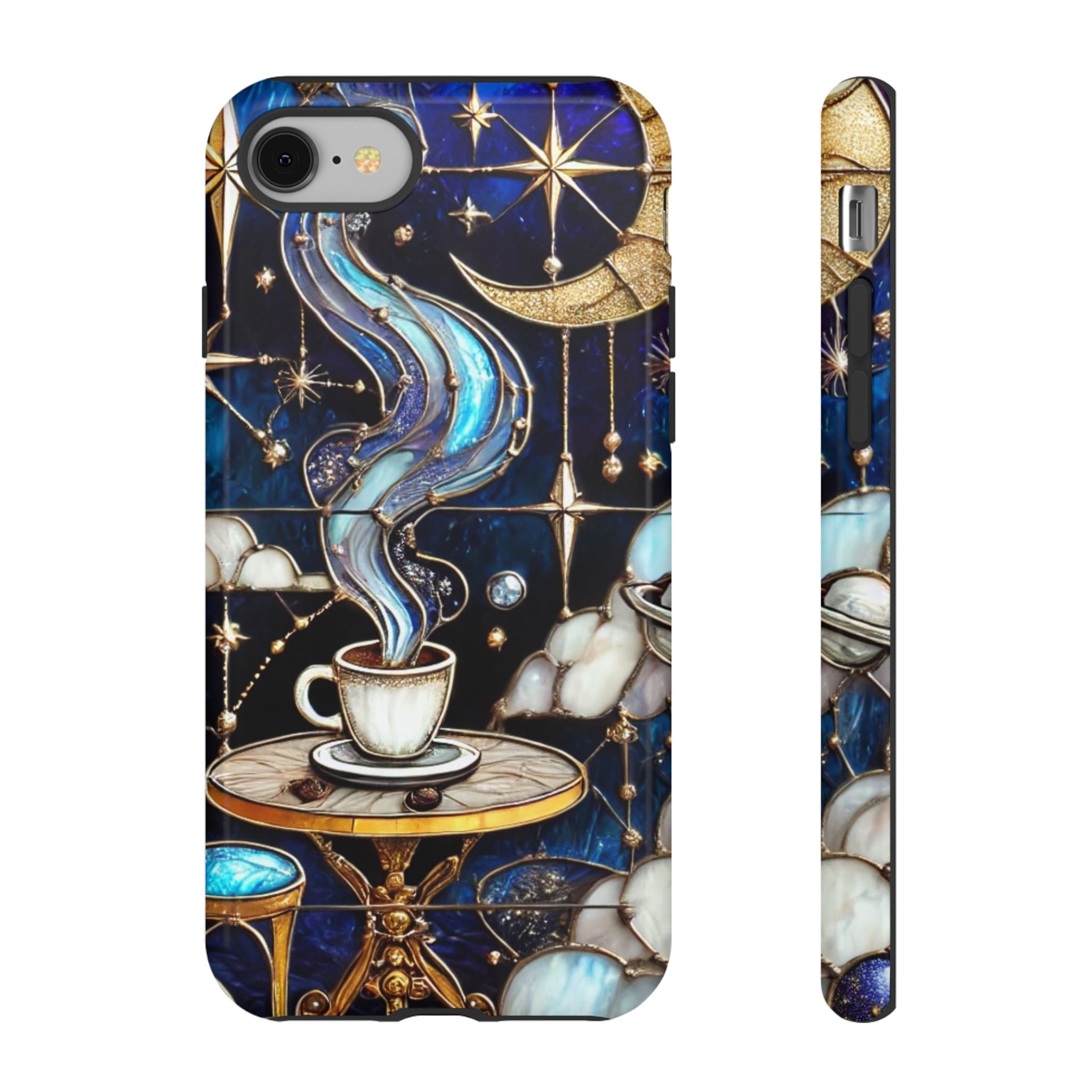 Celestial Stained Glass Coffee iPhone Case – Shockproof 3D Wrap