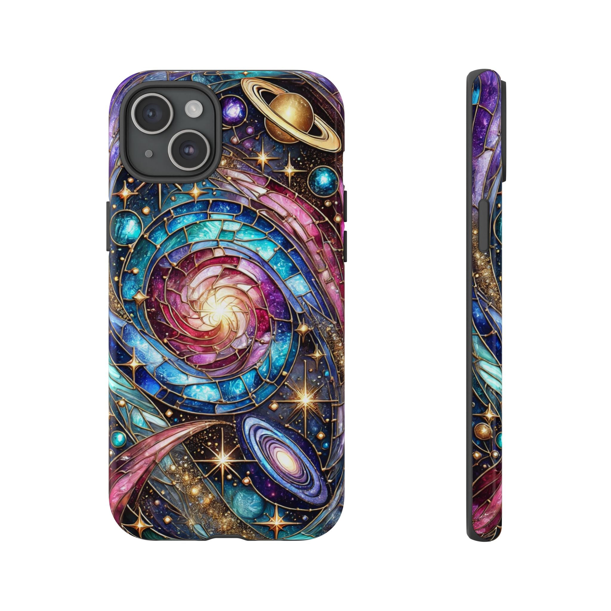 Stained Glass Celestial iPhone Case – Galaxy 3D Full-Wrap Protective Phone Cover