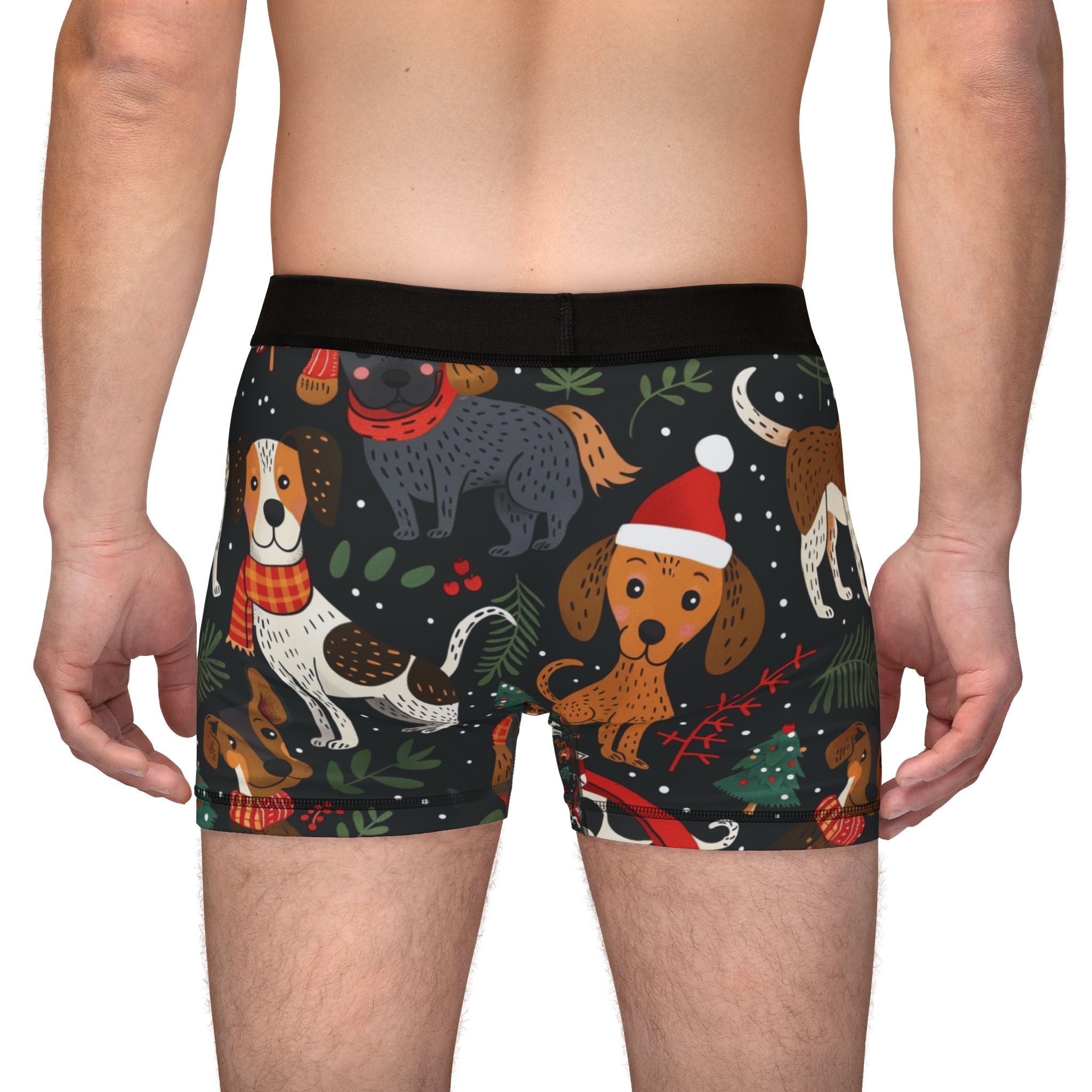 Christmas Dogs Boxer Briefs — Festive Dog Pattern Men’s Boxers