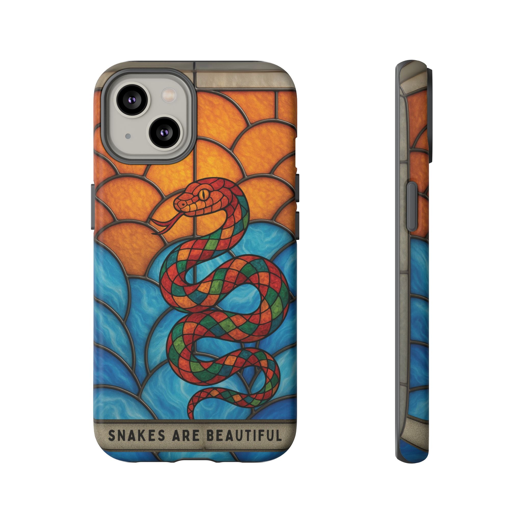 Snakes Are Beautiful Stained Glass Phone Case, Colorful Reptile Design Phone Cover, Nature Lovers Reptile Phone Case, Danger Noodle Case