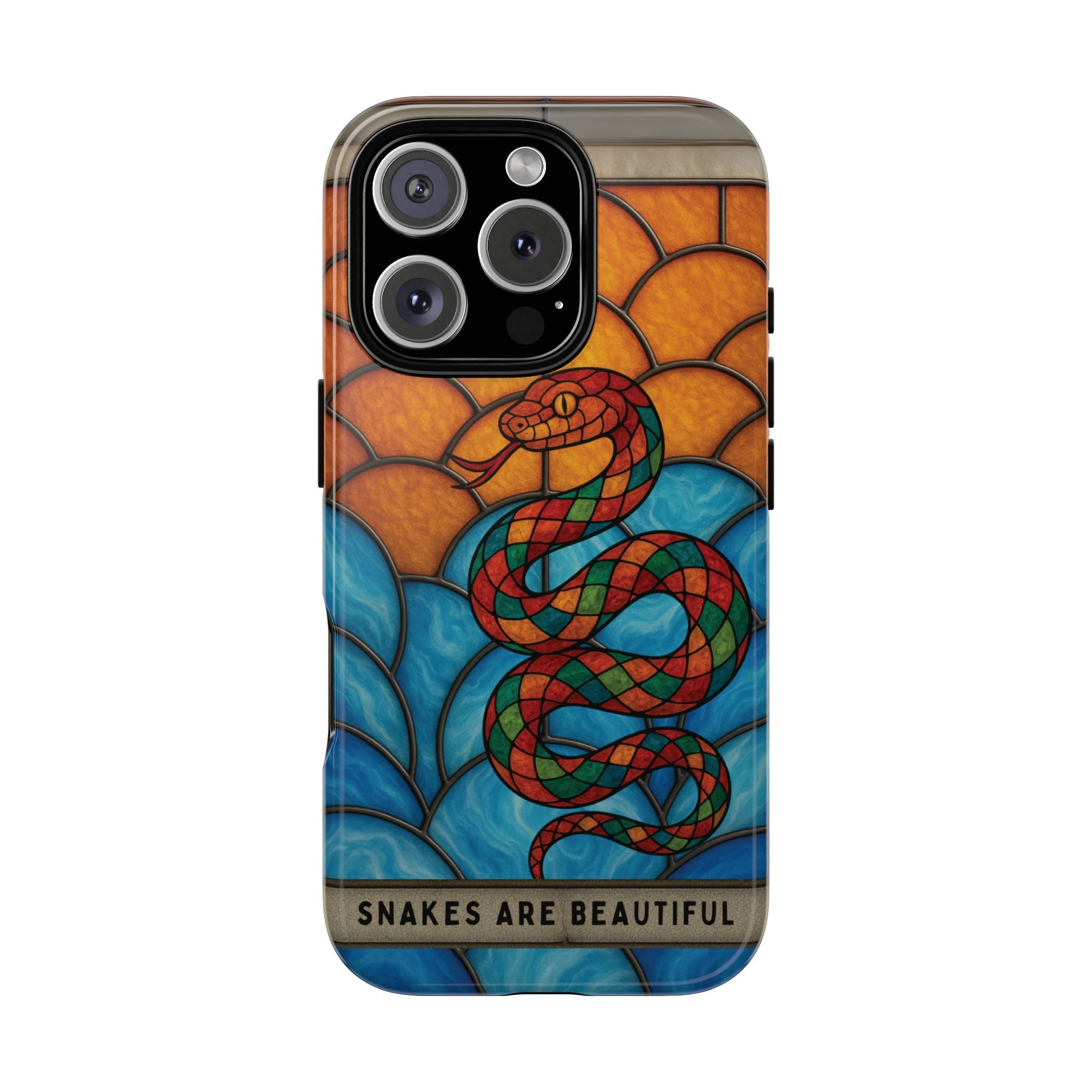 Snakes Are Beautiful Stained Glass Phone Case, Colorful Reptile Design Phone Cover, Nature Lovers Reptile Phone Case, Danger Noodle Case