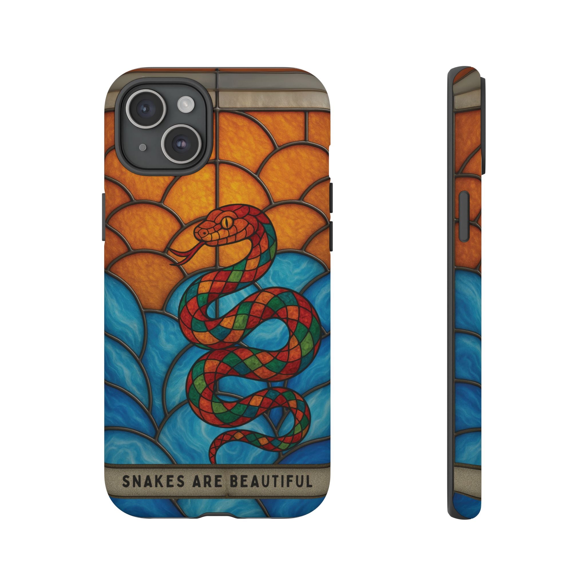 Snakes Are Beautiful Stained Glass Phone Case, Colorful Reptile Design Phone Cover, Nature Lovers Reptile Phone Case, Danger Noodle Case