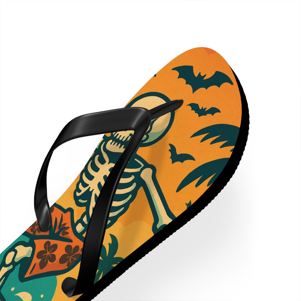 Halloween Skeleton Flip Flops - Summerween Surfer Beach Sandals