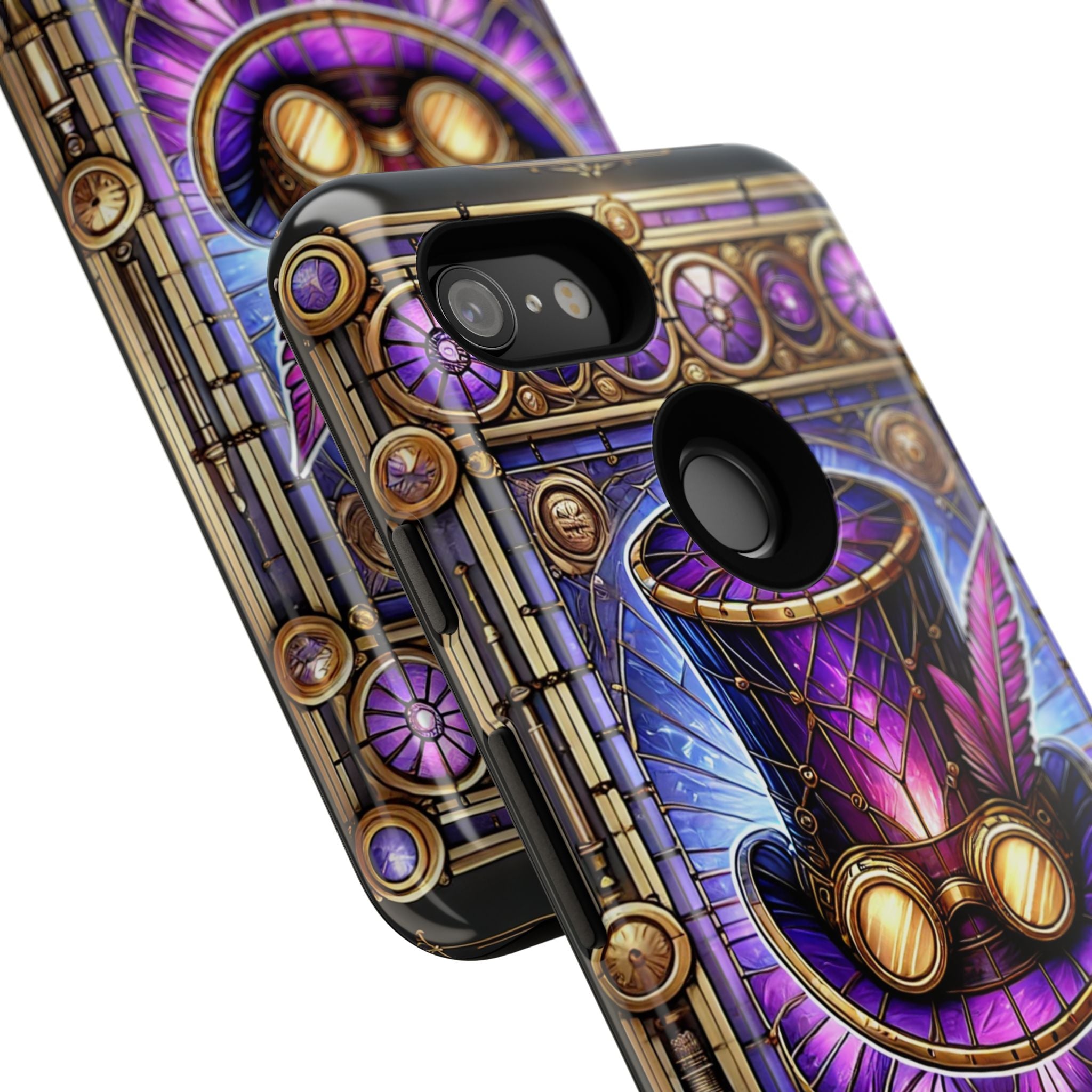 Stained Glass Steampunk Android Phone Case – 3D Full-Wrap Protective Cover with TPU Liner