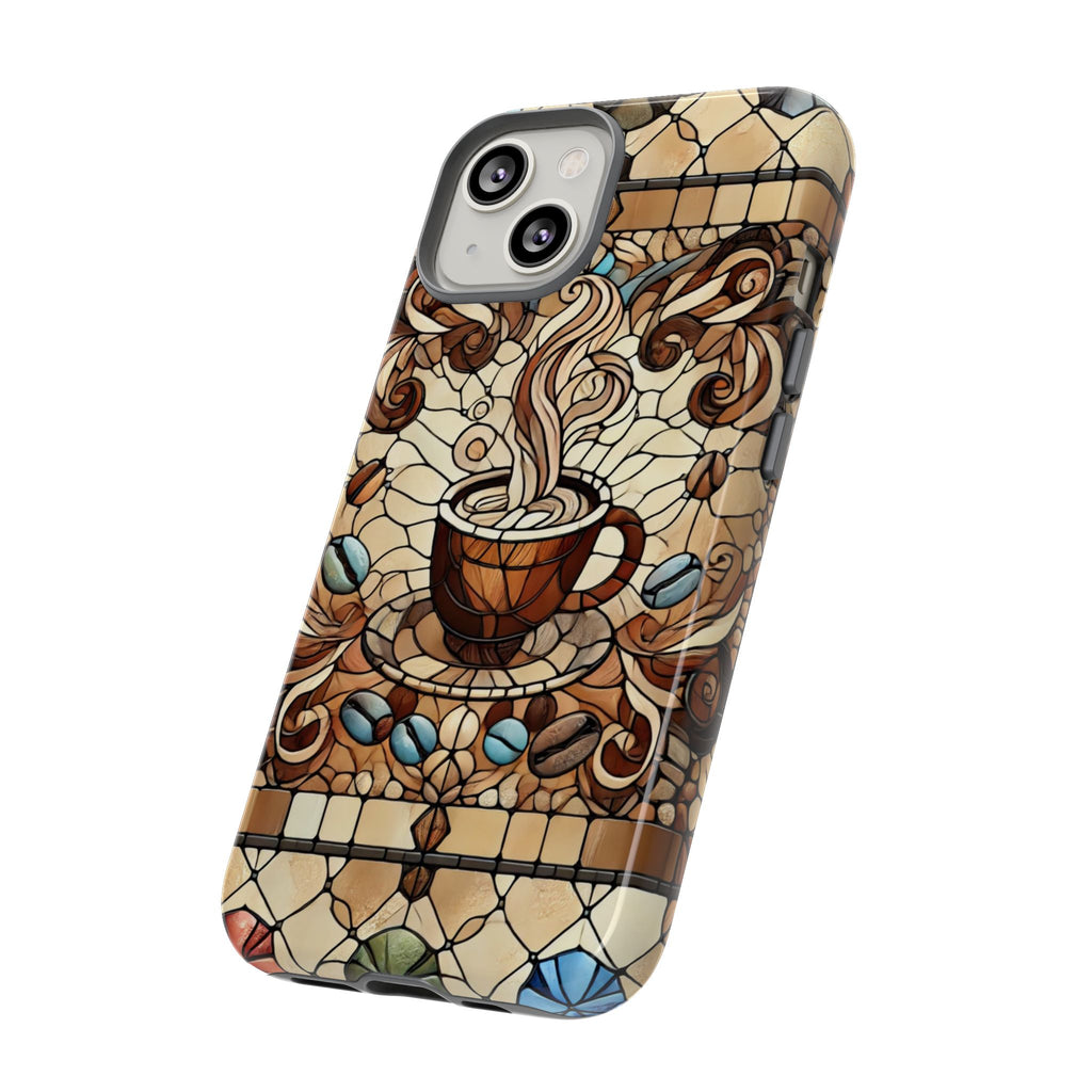 Stained Glass Coffee iPhone Case – Shockproof TPU, 3D Wrap Design