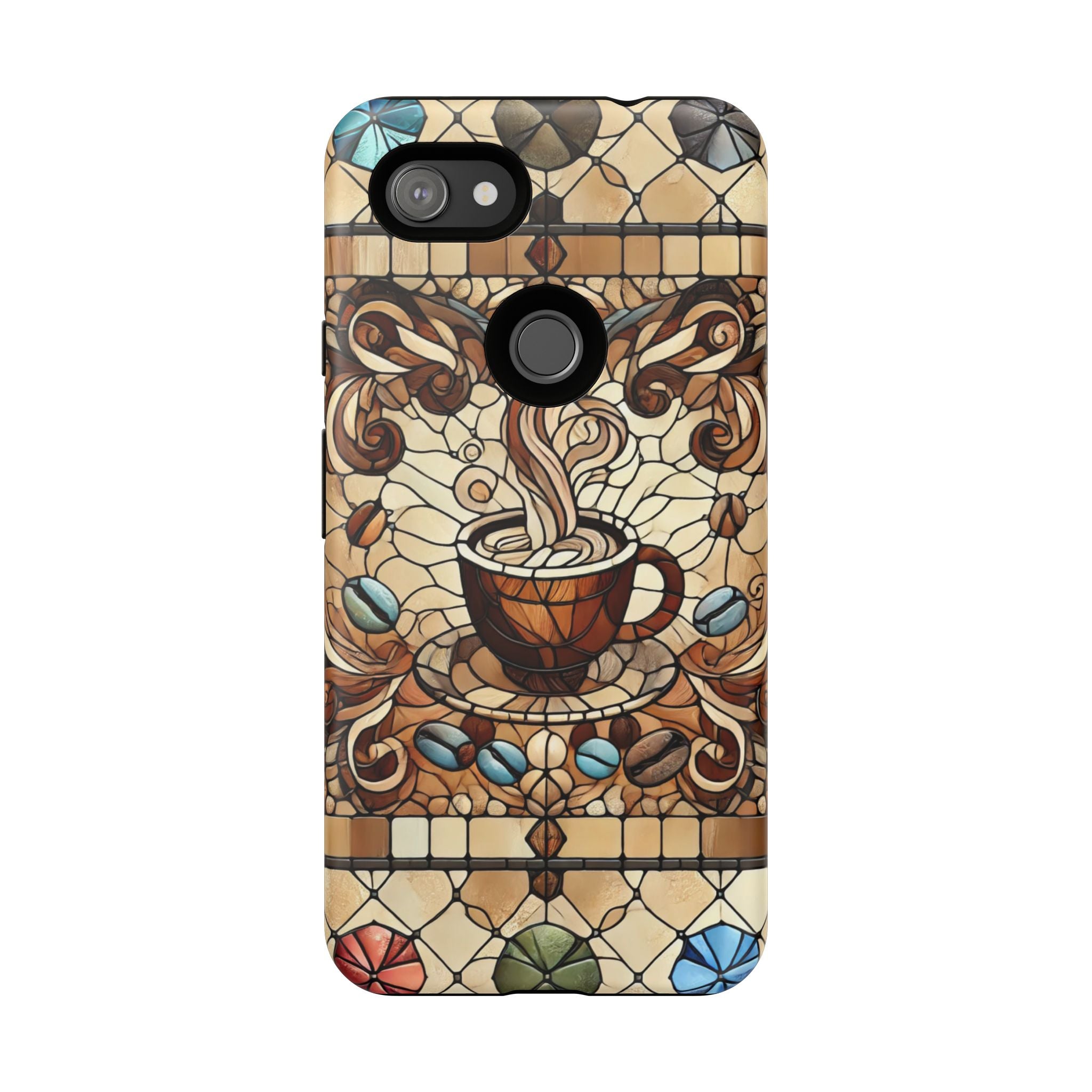 Stained Glass Coffee Android Phone Case – Shockproof TPU, 3D Wrap