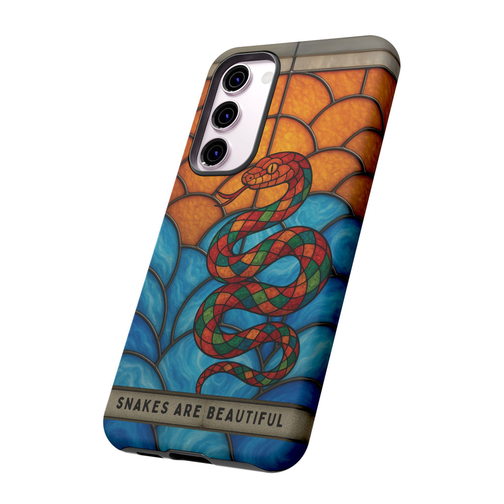 Snakes Are Beautiful Stained Glass Phone Case, Colorful Reptile Design Phone Cover, Nature Lovers Reptile Phone Case, Danger Noodle Case