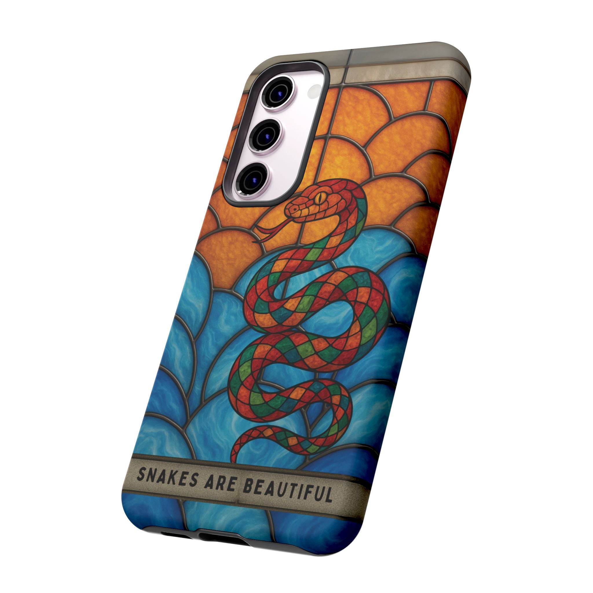 Snakes Are Beautiful Stained Glass Phone Case, Colorful Reptile Design Phone Cover, Nature Lovers Reptile Phone Case, Danger Noodle Case