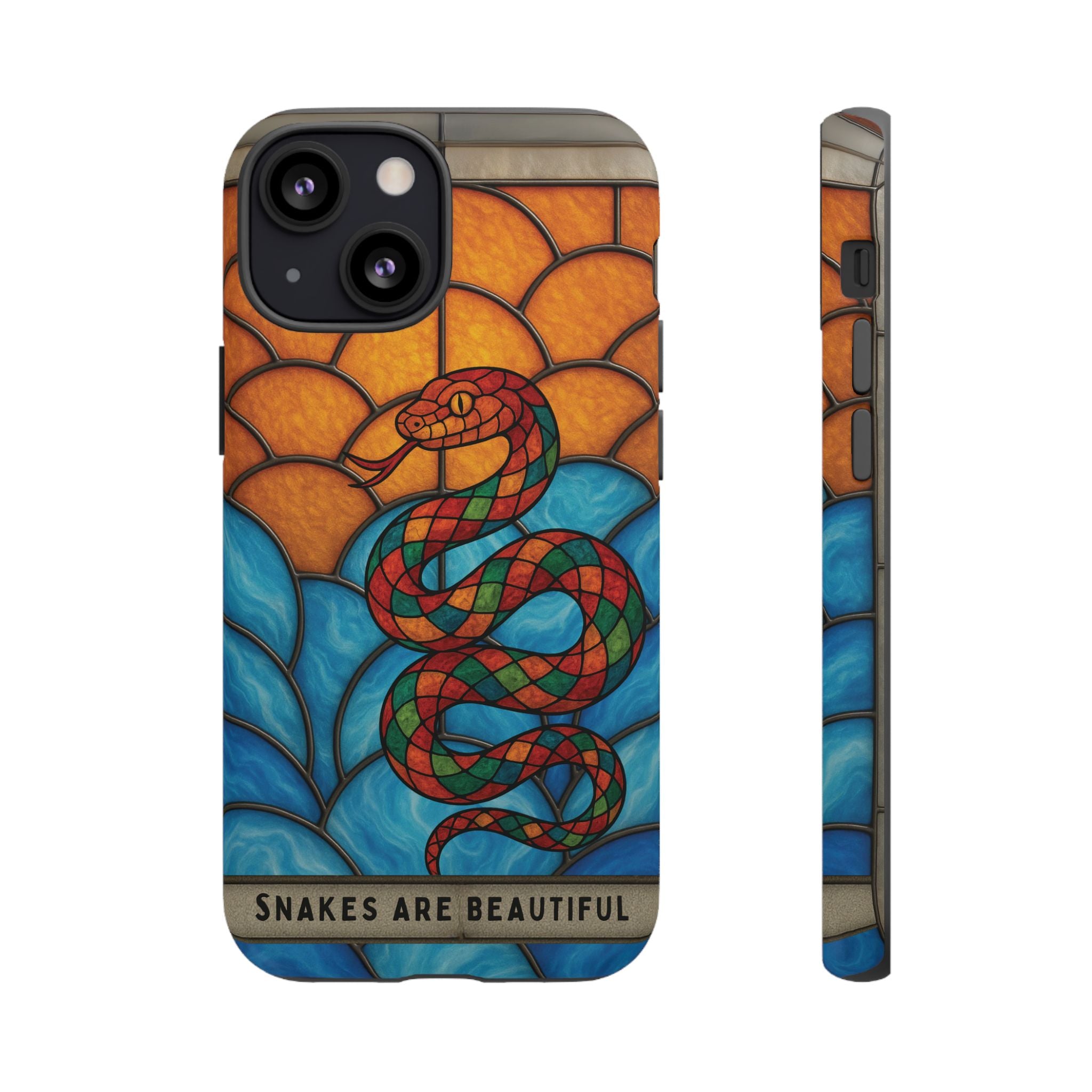 Snakes Are Beautiful Stained Glass Phone Case, Colorful Reptile Design Phone Cover, Nature Lovers Reptile Phone Case, Danger Noodle Case