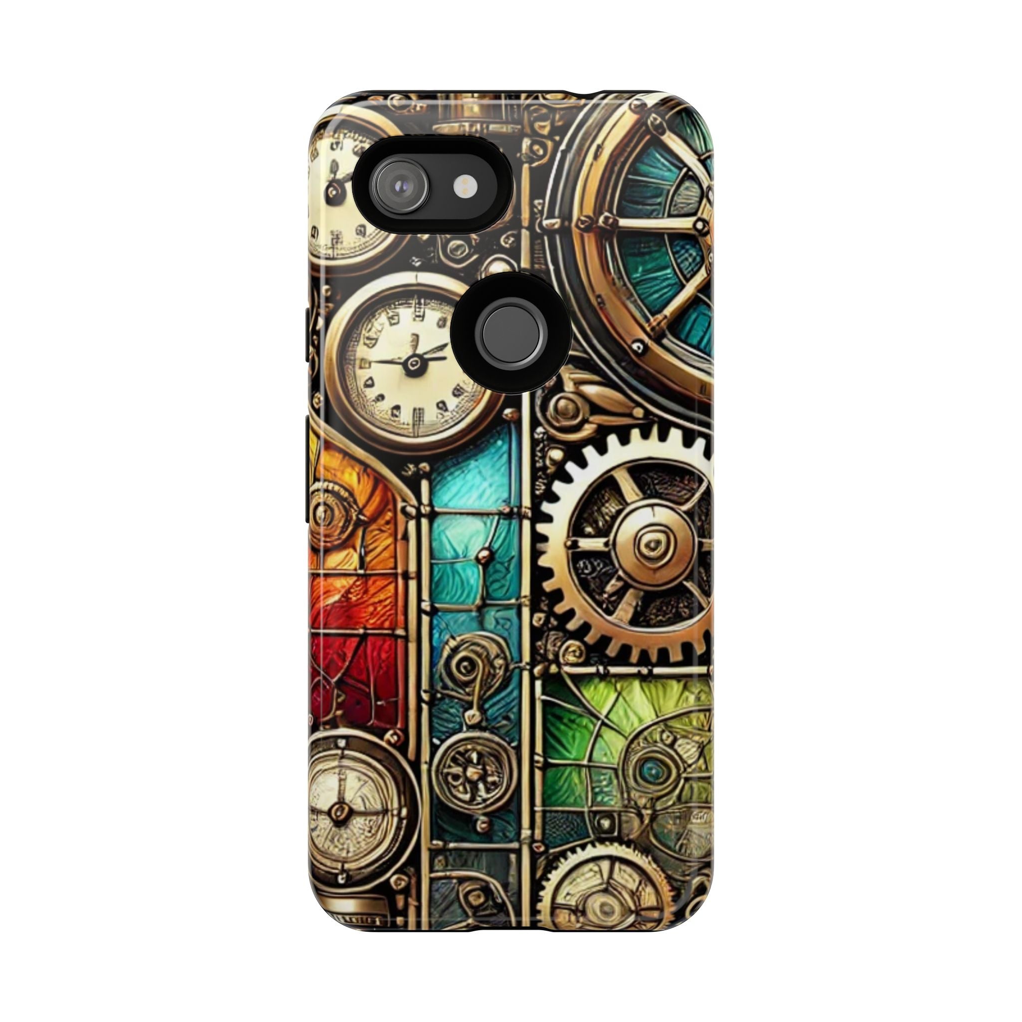 Steampunk Faux Stained Glass Android Phone Case – 3D Full-Wrap Protective Cover with TPU Liner