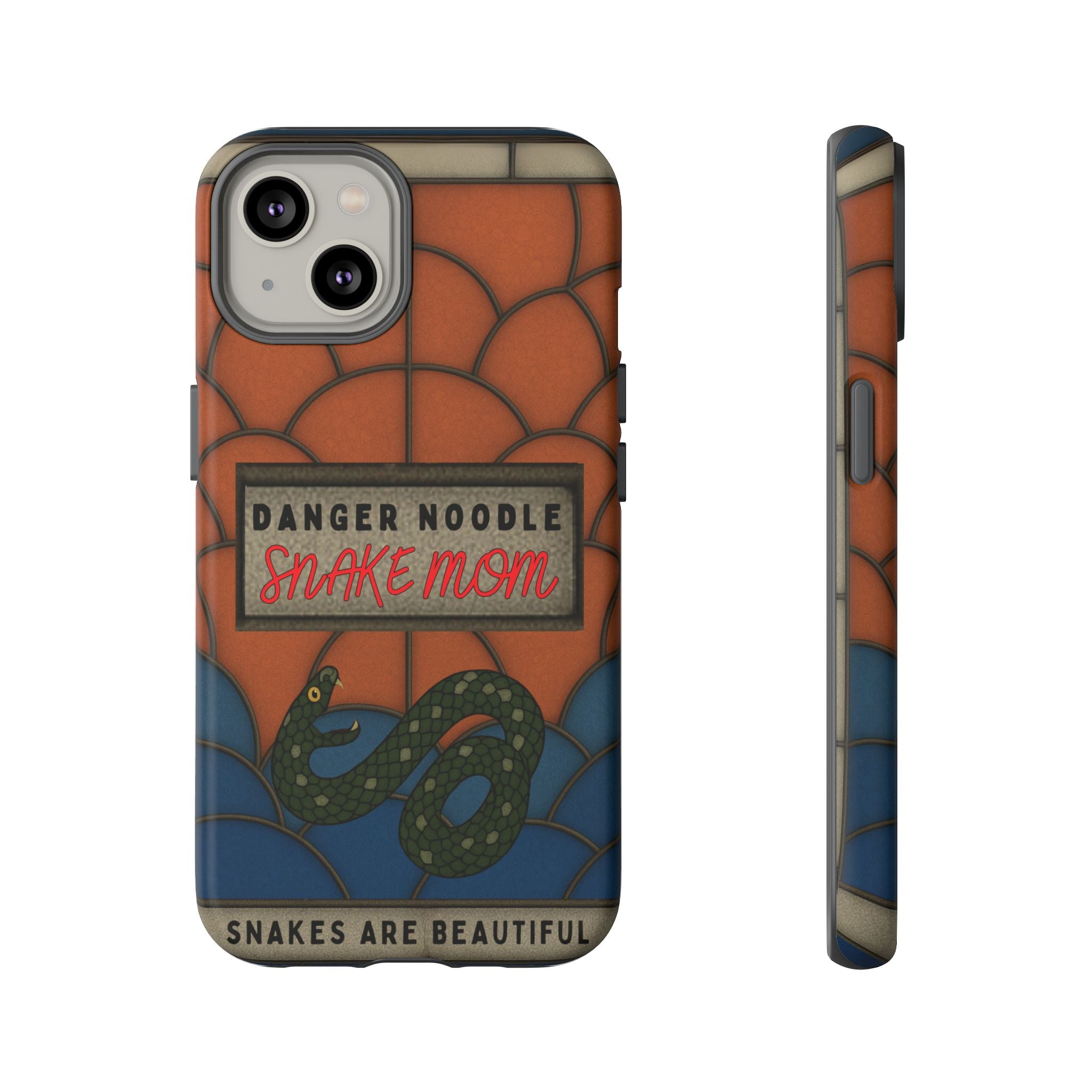 Danger Noodle Snake Mom Phone Case | Snakes Are Beautiful |Stained Glass Snake Art | Funny Snake Lover Gift |  Reptile Mom Phone Cover