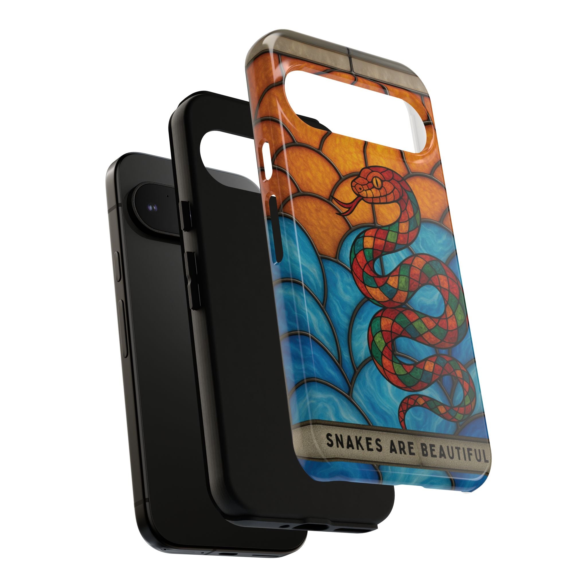 Snakes Are Beautiful Stained Glass Phone Case, Colorful Reptile Design Phone Cover, Nature Lovers Reptile Phone Case, Danger Noodle Case