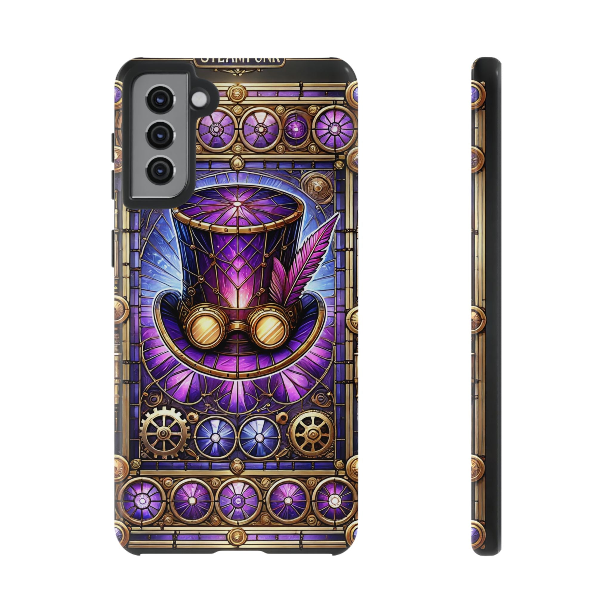 Stained Glass Steampunk Android Phone Case – 3D Full-Wrap Protective Cover with TPU Liner