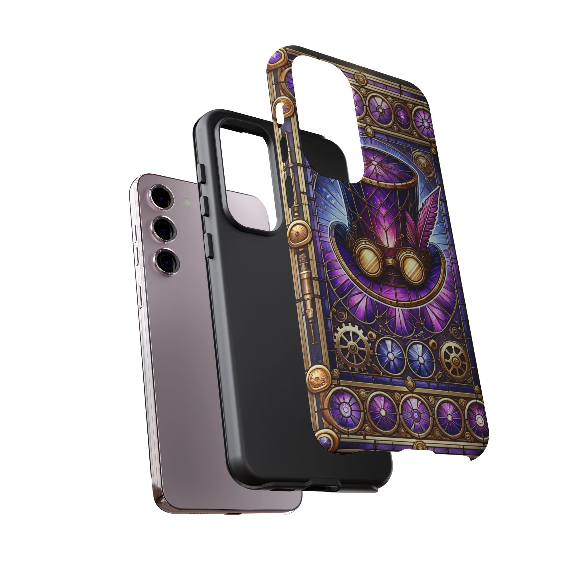 Stained Glass Steampunk Android Phone Case – 3D Full-Wrap Protective Cover with TPU Liner