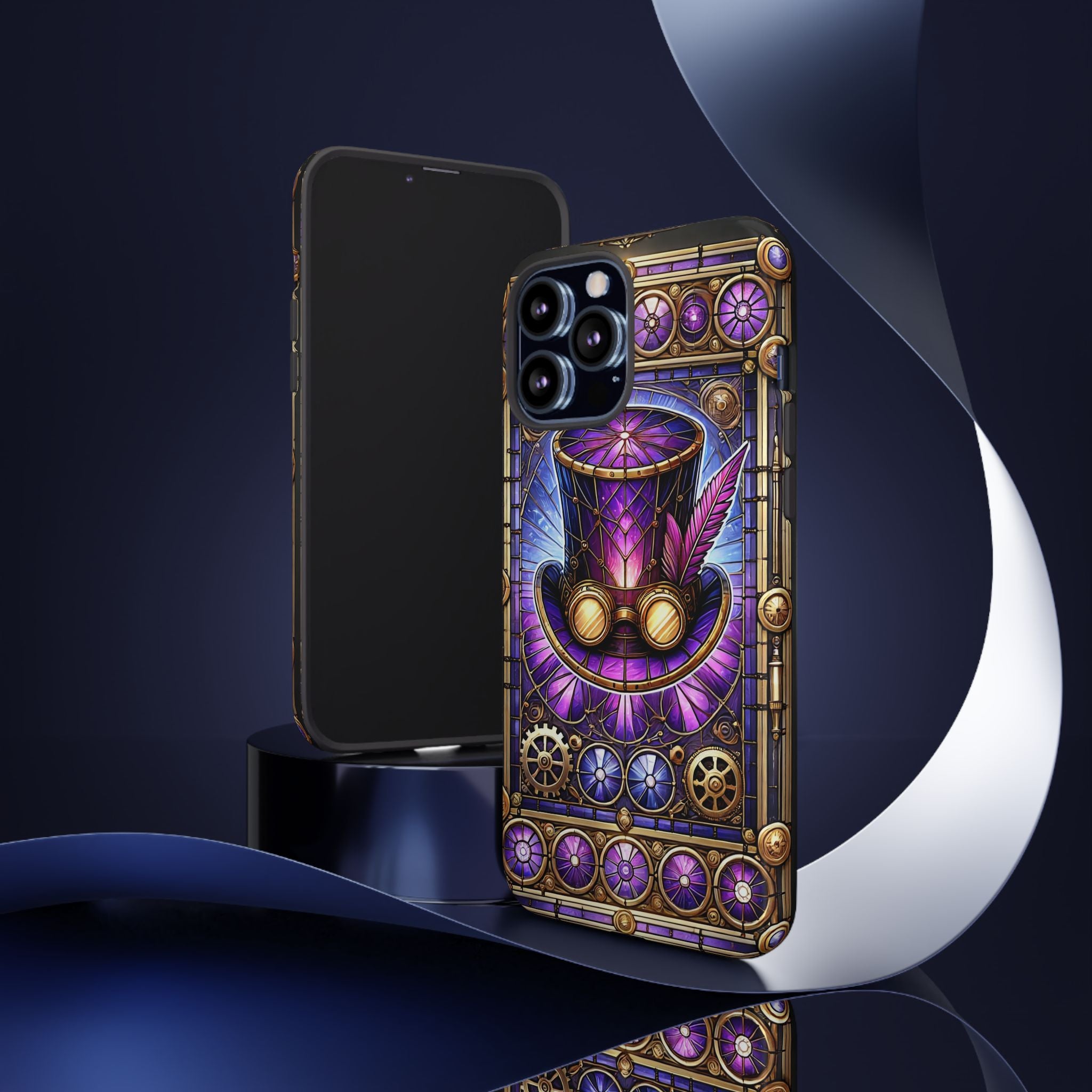 Stained Glass Steampunk iPhone Case – 3D Full-Wrap Protective Phone Cover With TPU Liner