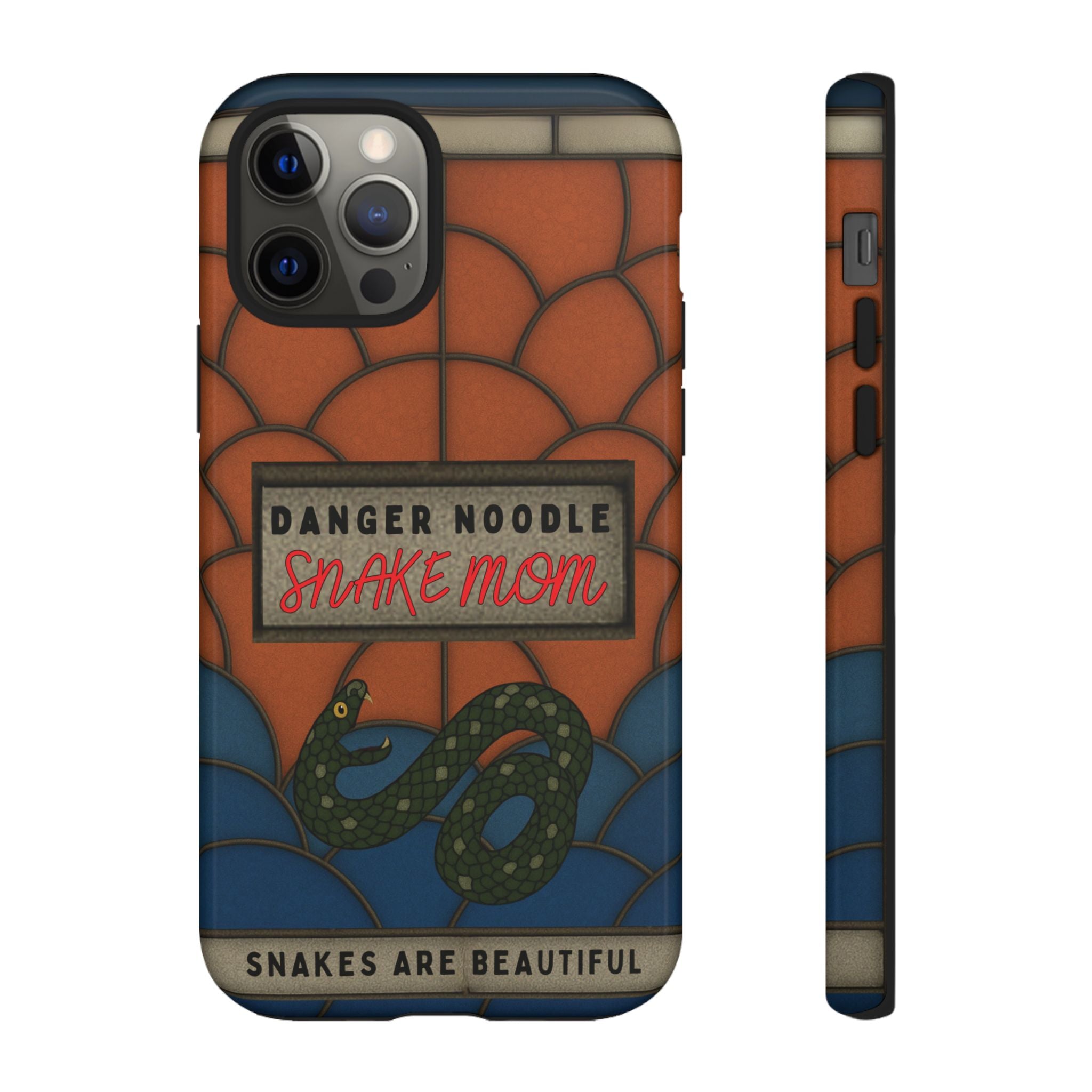 Danger Noodle Snake Mom Phone Case | Snakes Are Beautiful |Stained Glass Snake Art | Funny Snake Lover Gift |  Reptile Mom Phone Cover