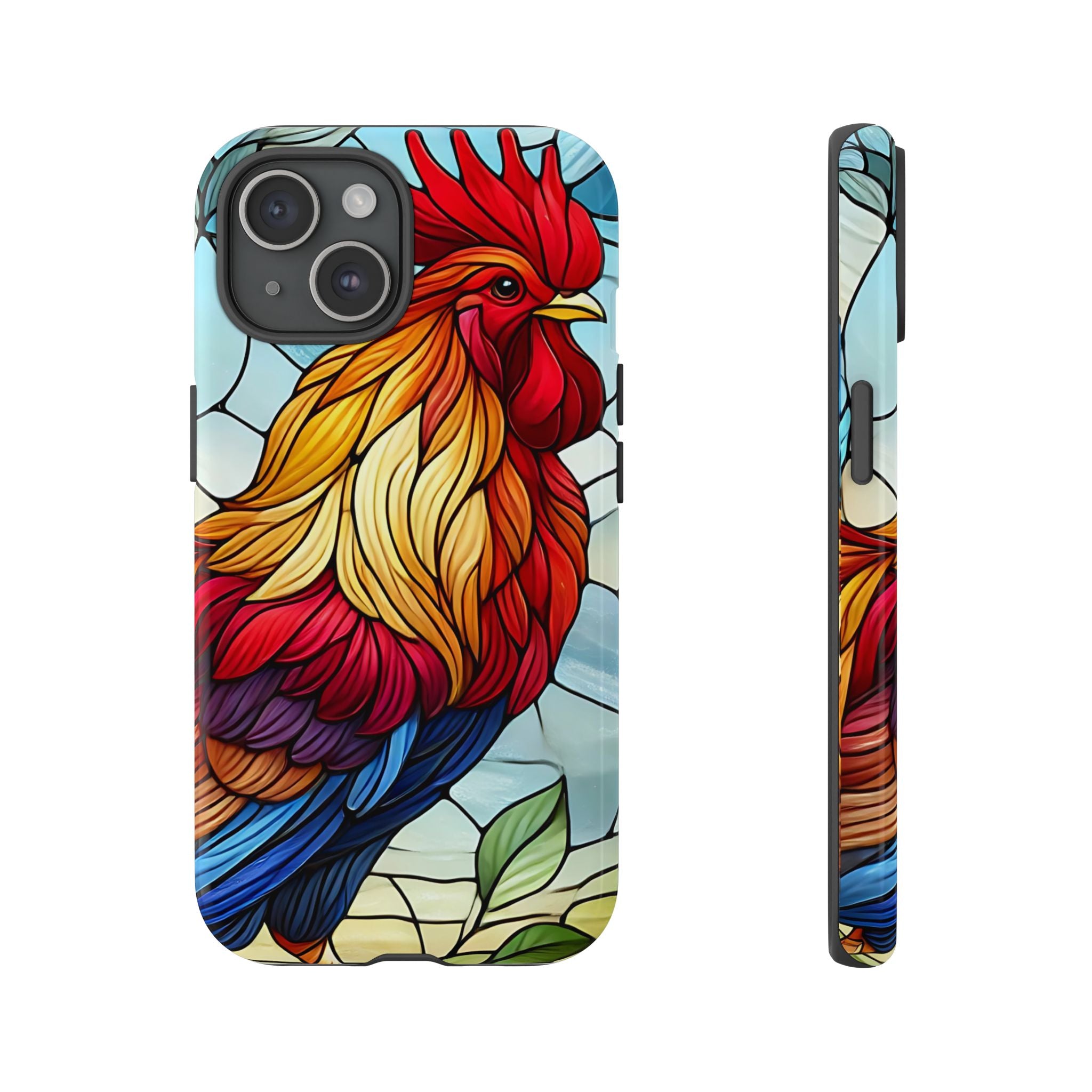 Colorful Stained Glass Rooster Android Case, Tough Protective Phone Cover, Farmhouse Decor Protective Phone Case, Unique Chicken Design