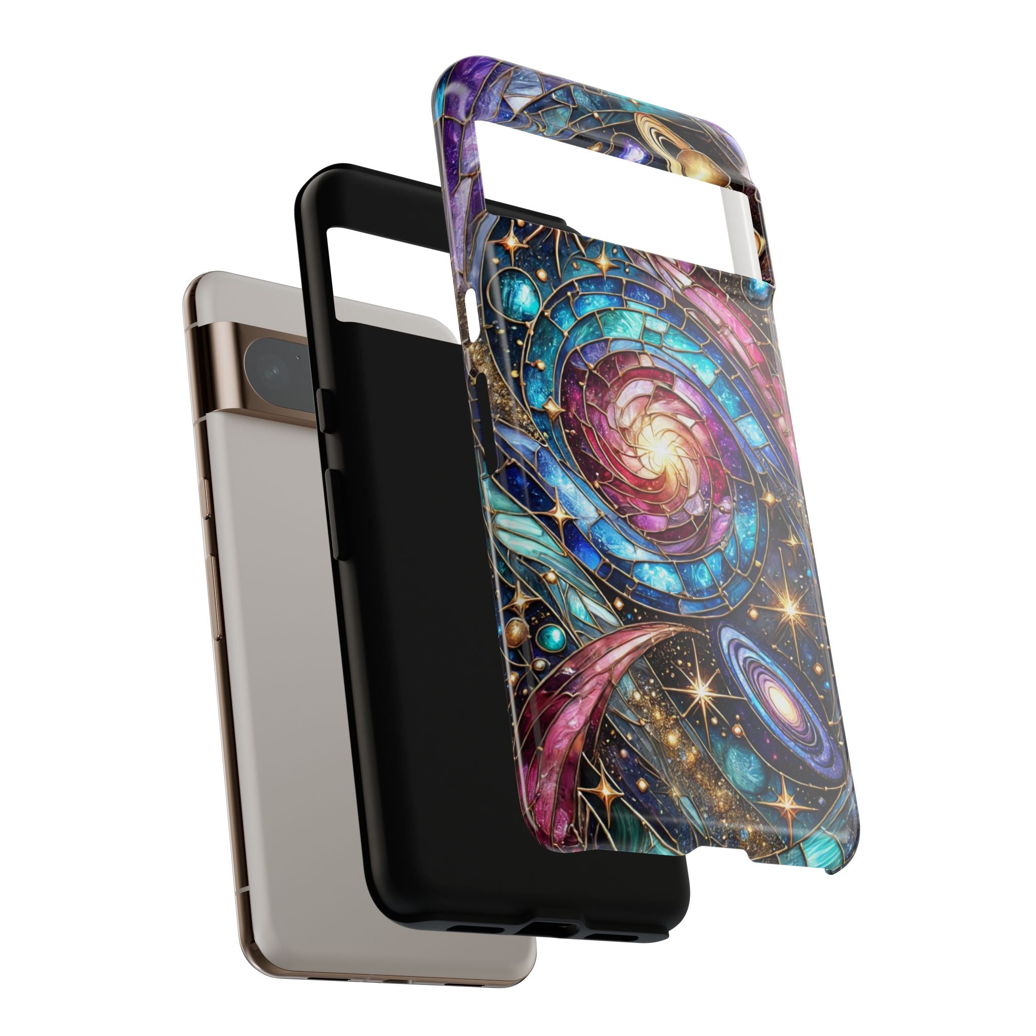 Stained Glass Celestial Android Phone Case – 3D Galaxy Full-Wrap Protective Cover with TPU Liner