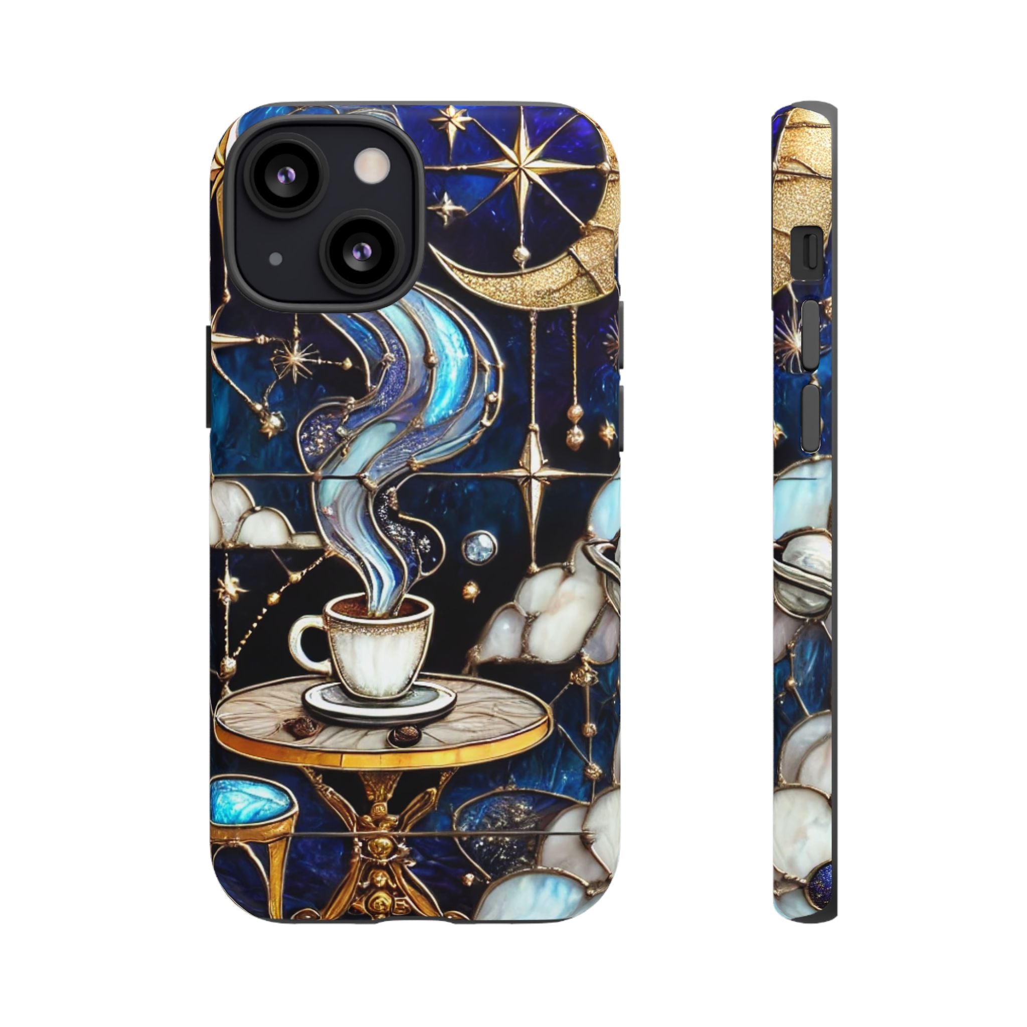 Celestial Stained Glass Coffee iPhone Case – Shockproof 3D Wrap