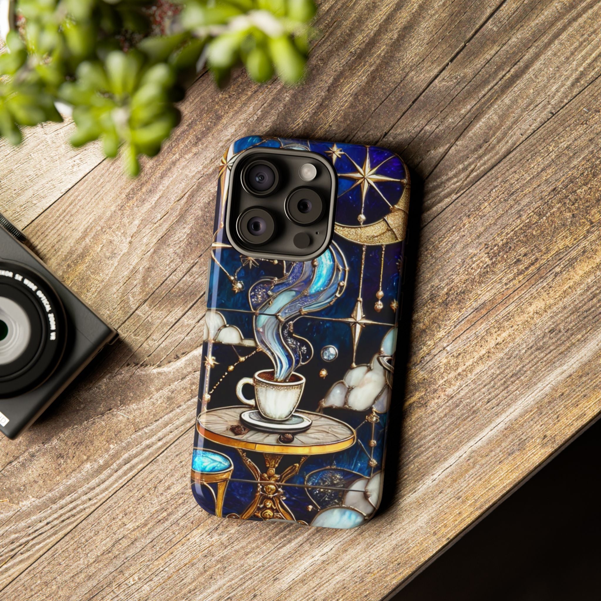 Celestial Stained Glass Coffee iPhone Case – Shockproof 3D Wrap
