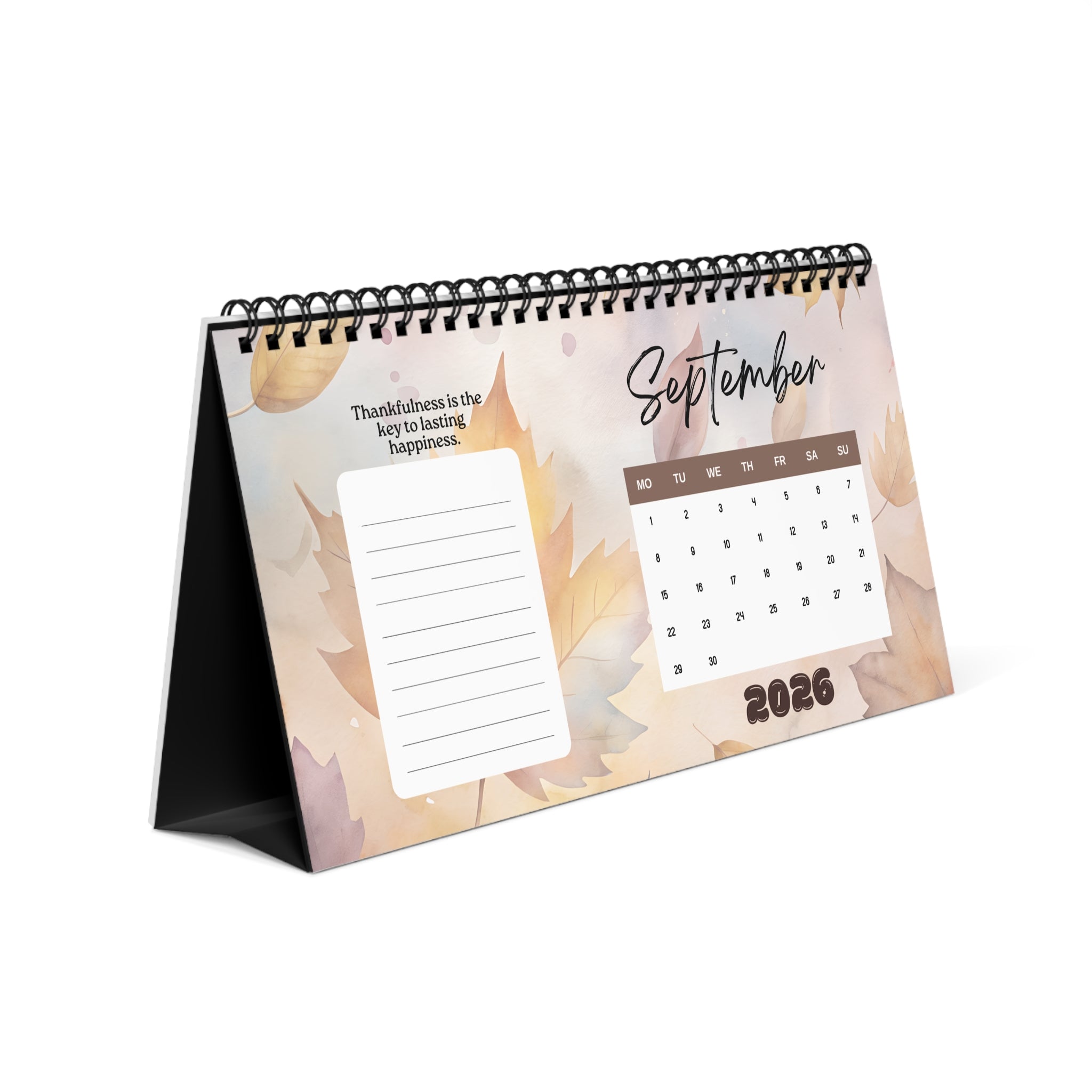 2026 Feeling Grateful Watercolor Landscape Desktop Calendar