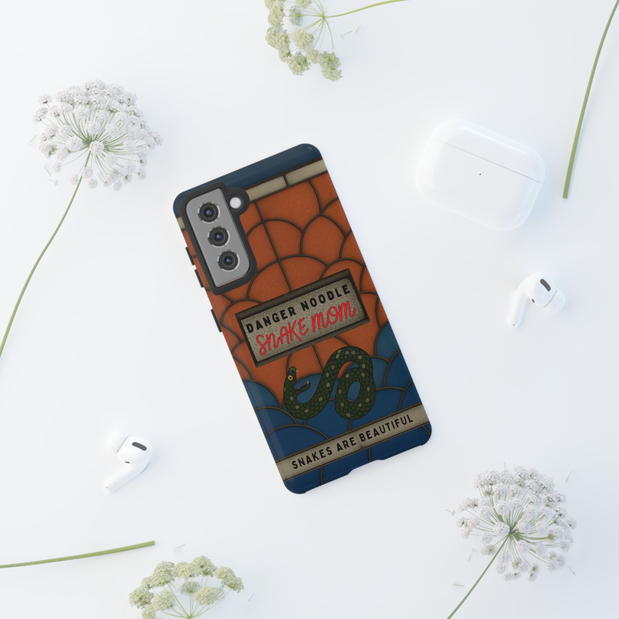 Danger Noodle Snake Mom Phone Case | Snakes Are Beautiful |Stained Glass Snake Art | Funny Snake Lover Gift |  Reptile Mom Phone Cover