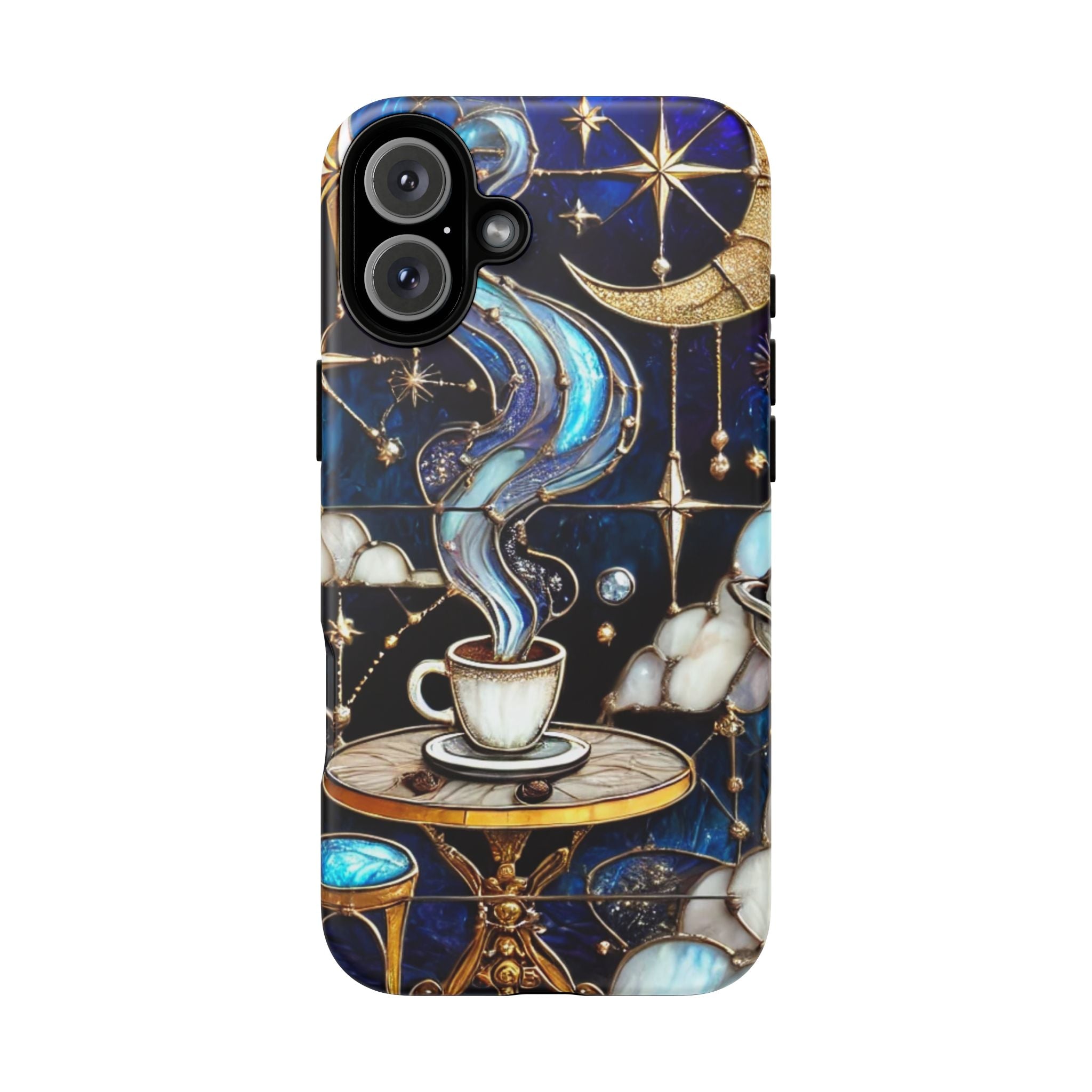 Celestial Stained Glass Coffee iPhone Case – Shockproof 3D Wrap