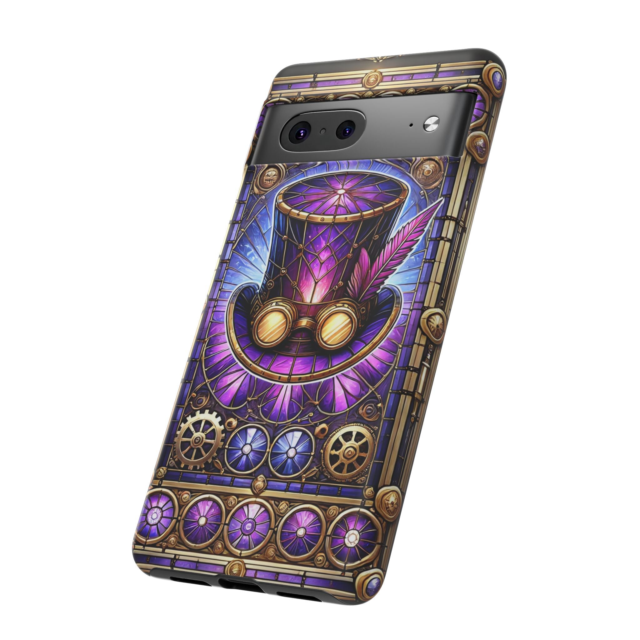 Stained Glass Steampunk Android Phone Case – 3D Full-Wrap Protective Cover with TPU Liner