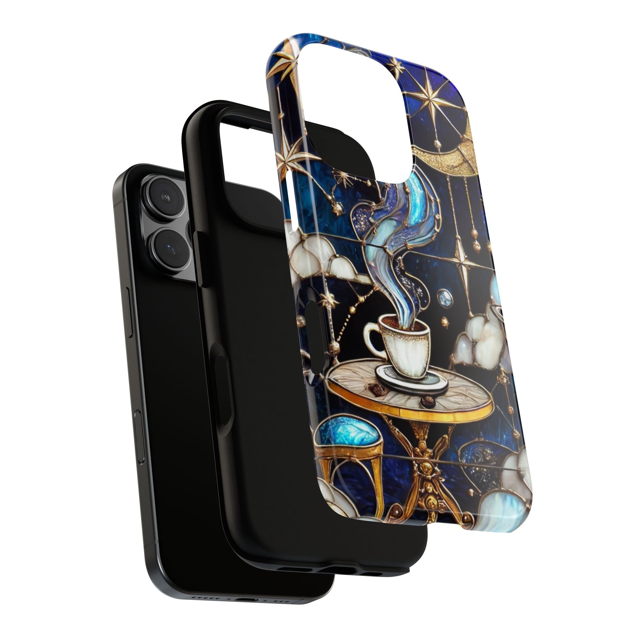 Celestial Stained Glass Coffee iPhone Case – Shockproof 3D Wrap