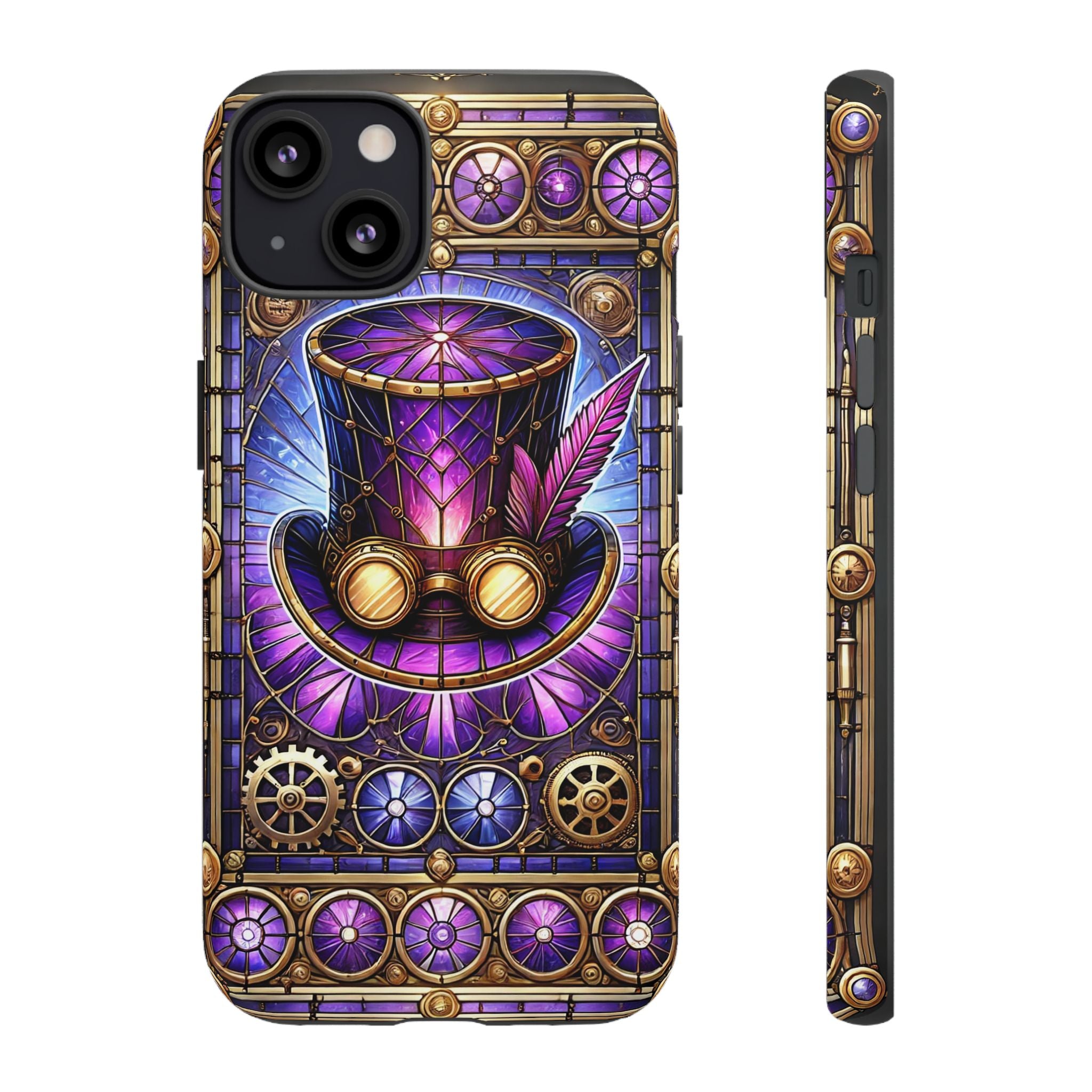 Stained Glass Steampunk iPhone Case – 3D Full-Wrap Protective Phone Cover With TPU Liner