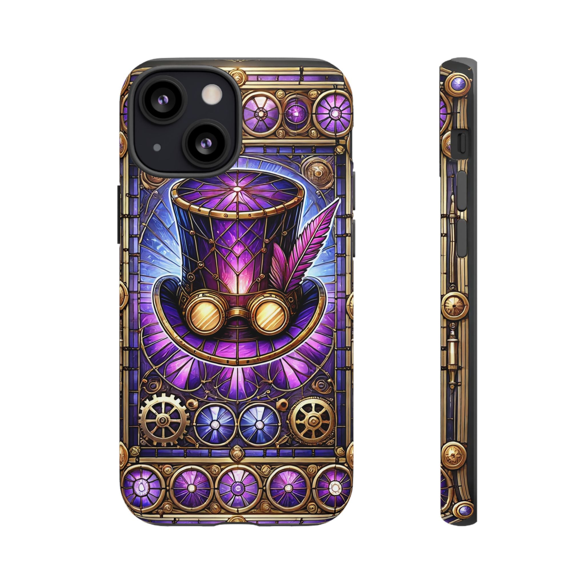 Stained Glass Steampunk iPhone Case – 3D Full-Wrap Protective Phone Cover With TPU Liner