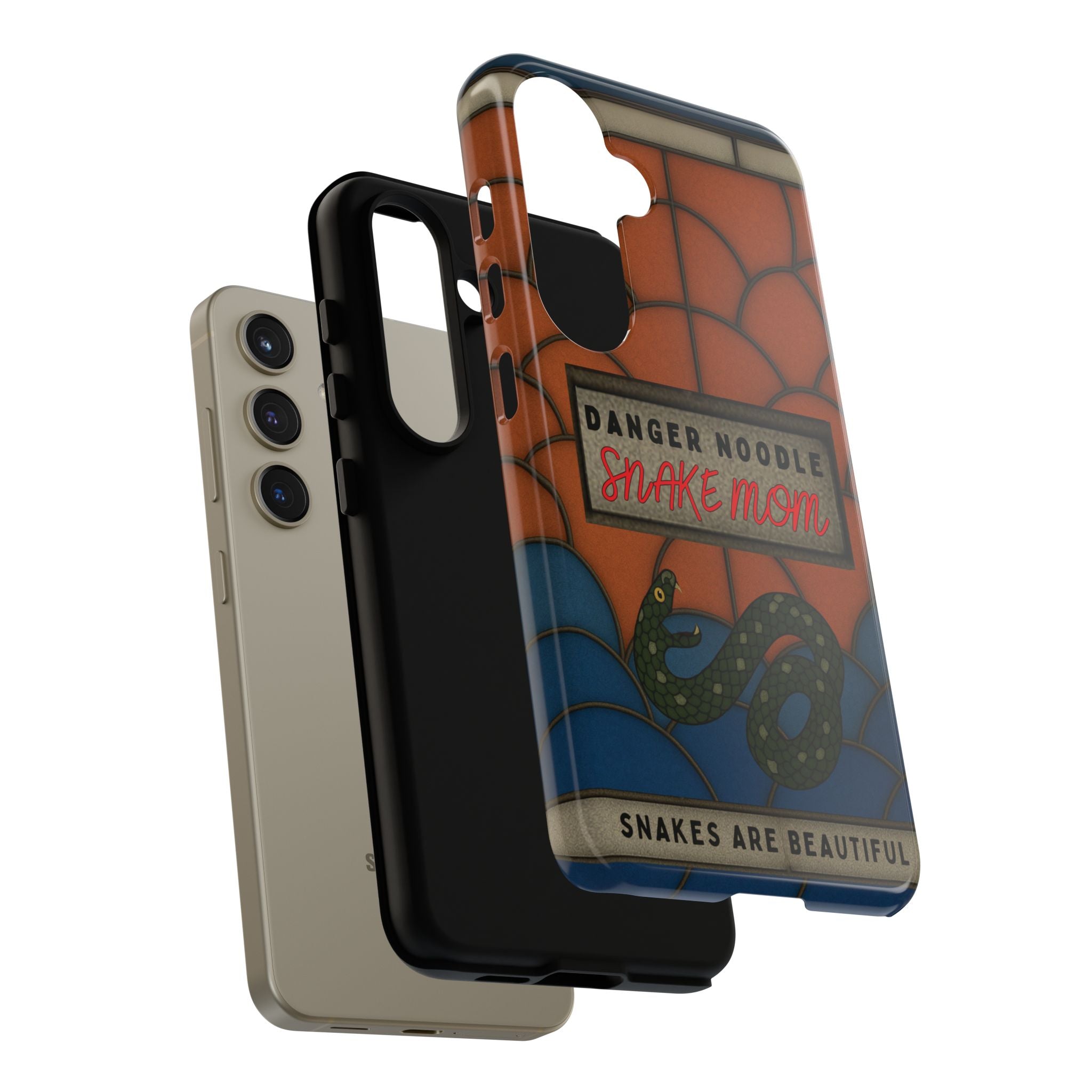 Danger Noodle Snake Mom Phone Case | Snakes Are Beautiful |Stained Glass Snake Art | Funny Snake Lover Gift |  Reptile Mom Phone Cover