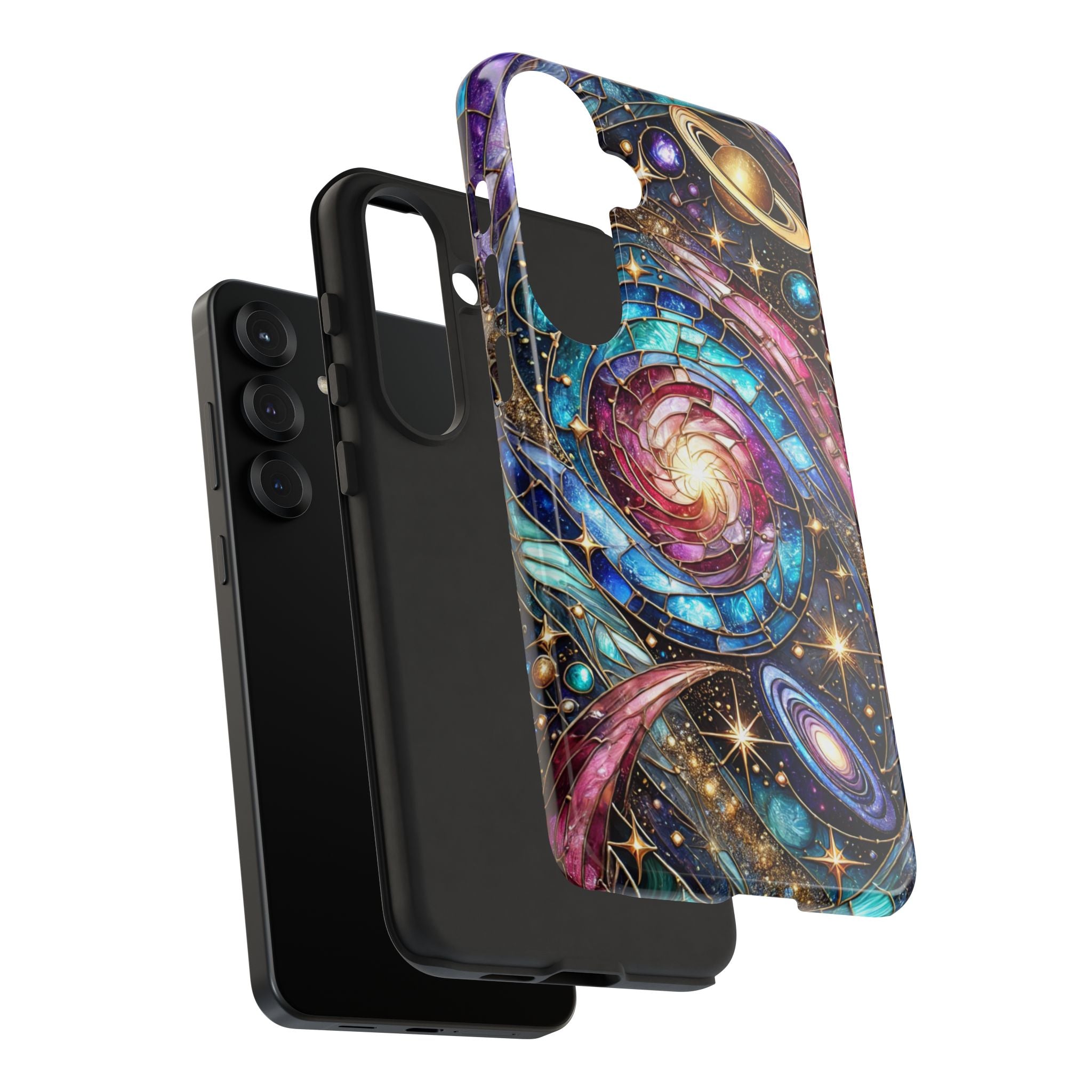 Stained Glass Celestial Android Phone Case – 3D Galaxy Full-Wrap Protective Cover with TPU Liner